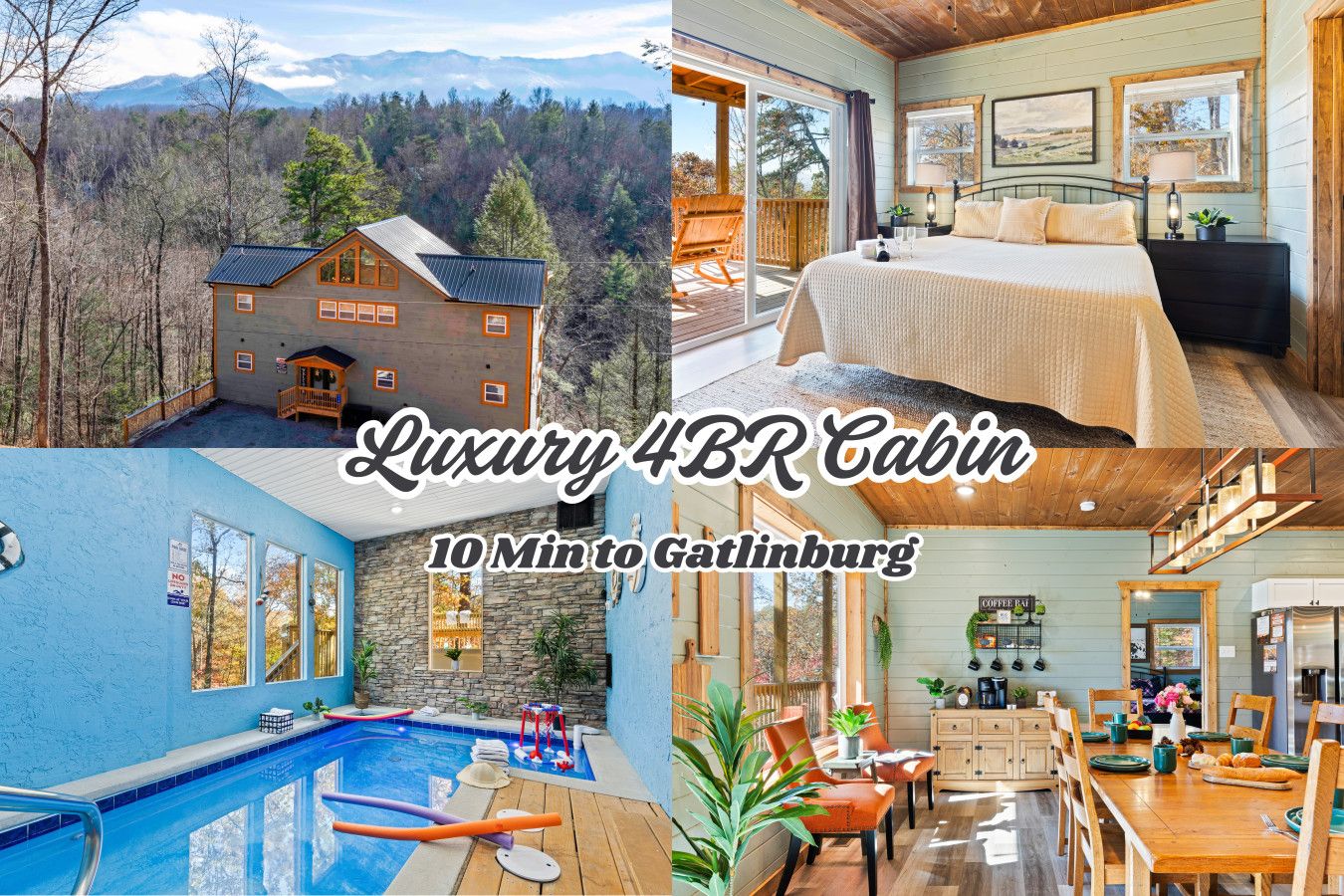 Welcome to Luxe Mountain Pool Escape — your private retreat with a pool, hot tub, and Smoky Mountain views, just 10 minutes from downtown Gatlinburg.