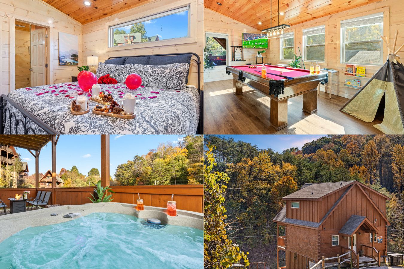 Welcome Enchanted Forest Hideaway by Ghosal Luxury Lodging. Relax, play, and enjoy stunning mountain views.