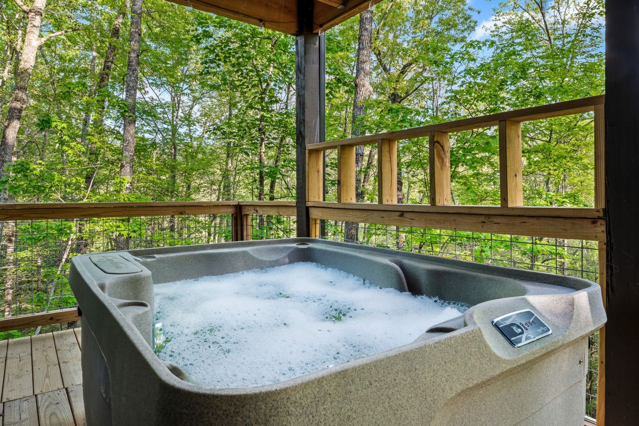 Let the hot tub melt away your stress in nature.