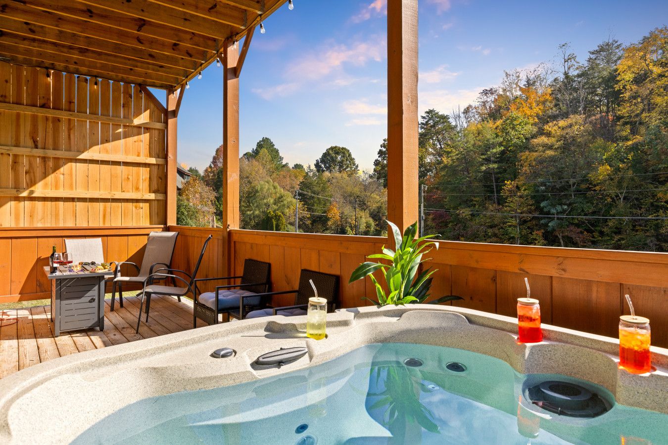 A private hot tub, stunning views, and the perfect company—this cabin is your ultimate romantic escape.