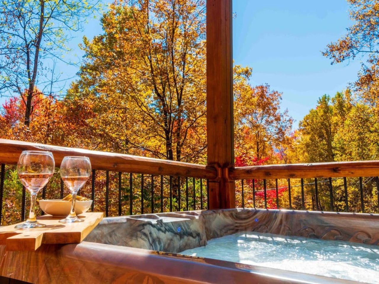 Your private hot tub with Smoky Mountain views all around.