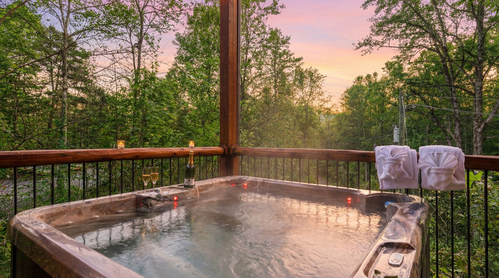 Your private hot tub with Smoky Mountain views all around.
