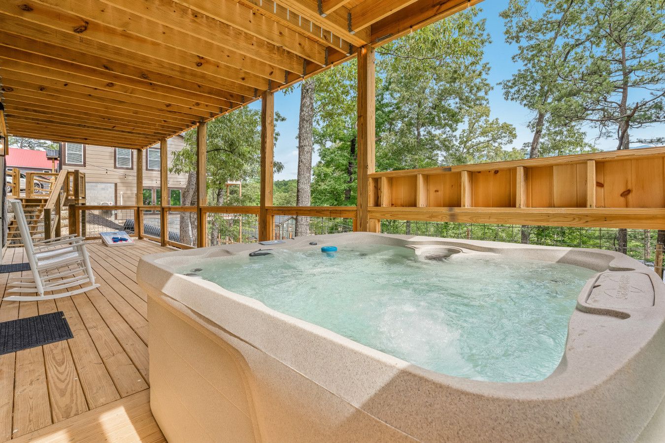 Cabin 1: Private hot tub overlooking the Smoky Mountains.