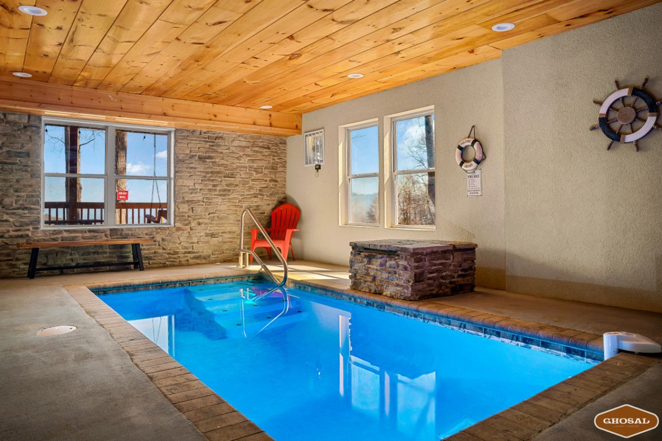 Dive into double the fun with two private indoor pools overlooking the Smokies.