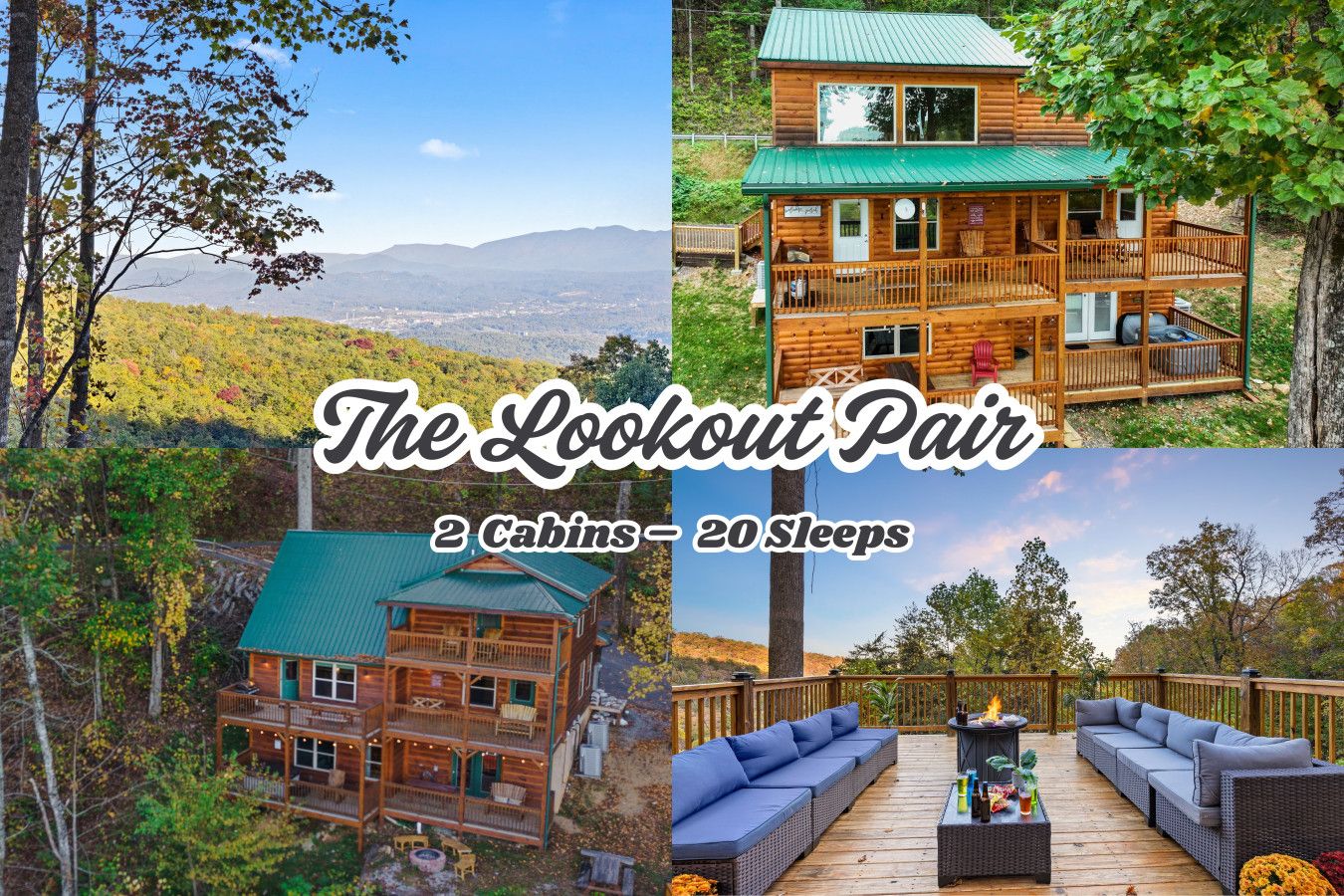 Welcome to The Lookout Pair—two secluded cabins, one unforgettable mountain escape.