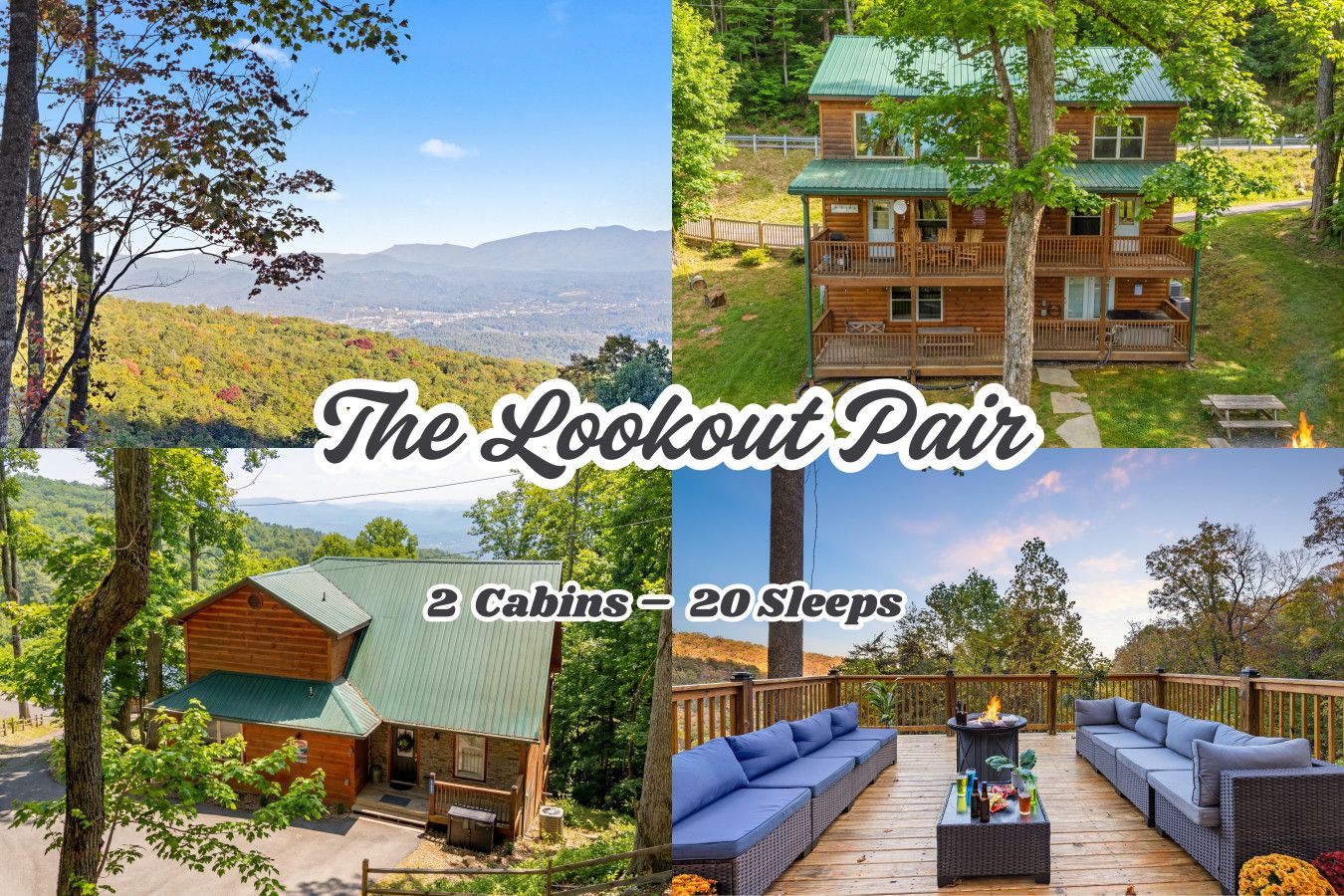 Welcome to The Lookout Pair—two secluded cabins, one unforgettable mountain escape.