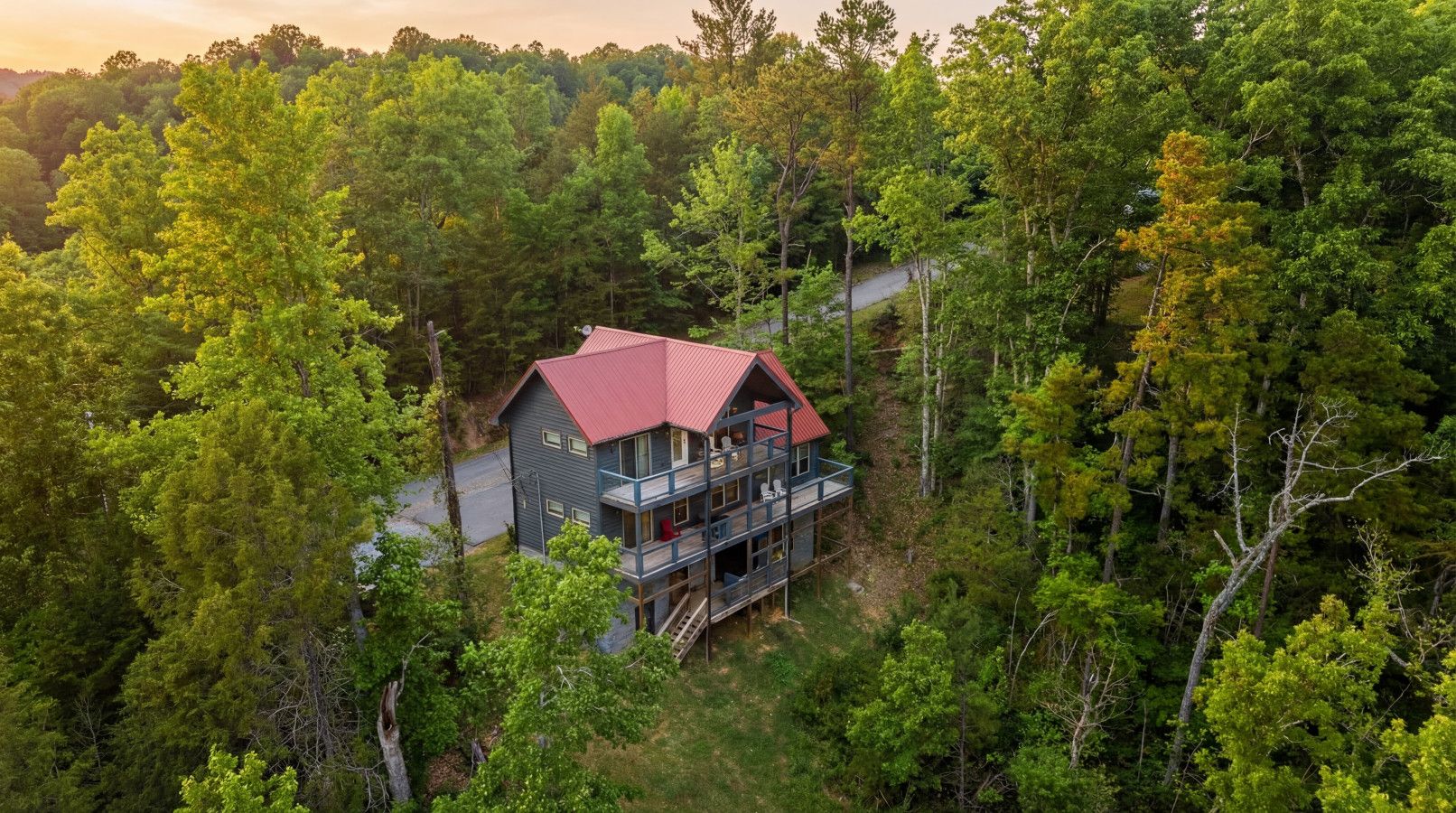 Your cabin, tucked away in the mountains.