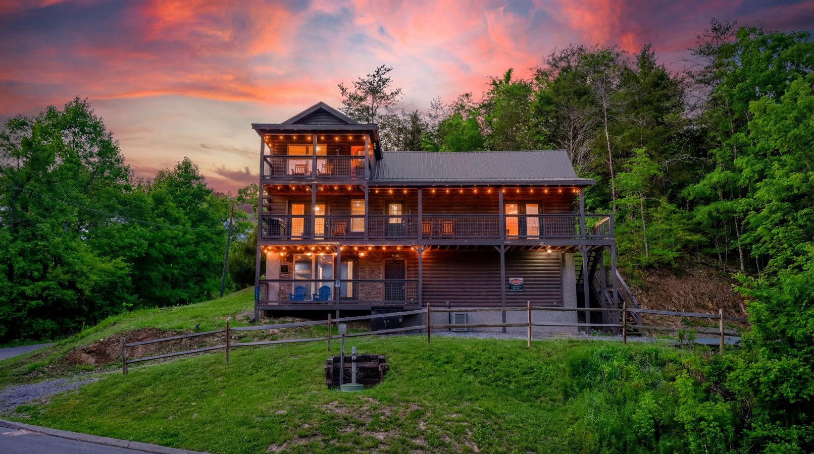 Your three-story Smoky Mountain retreat nestled in the forest.