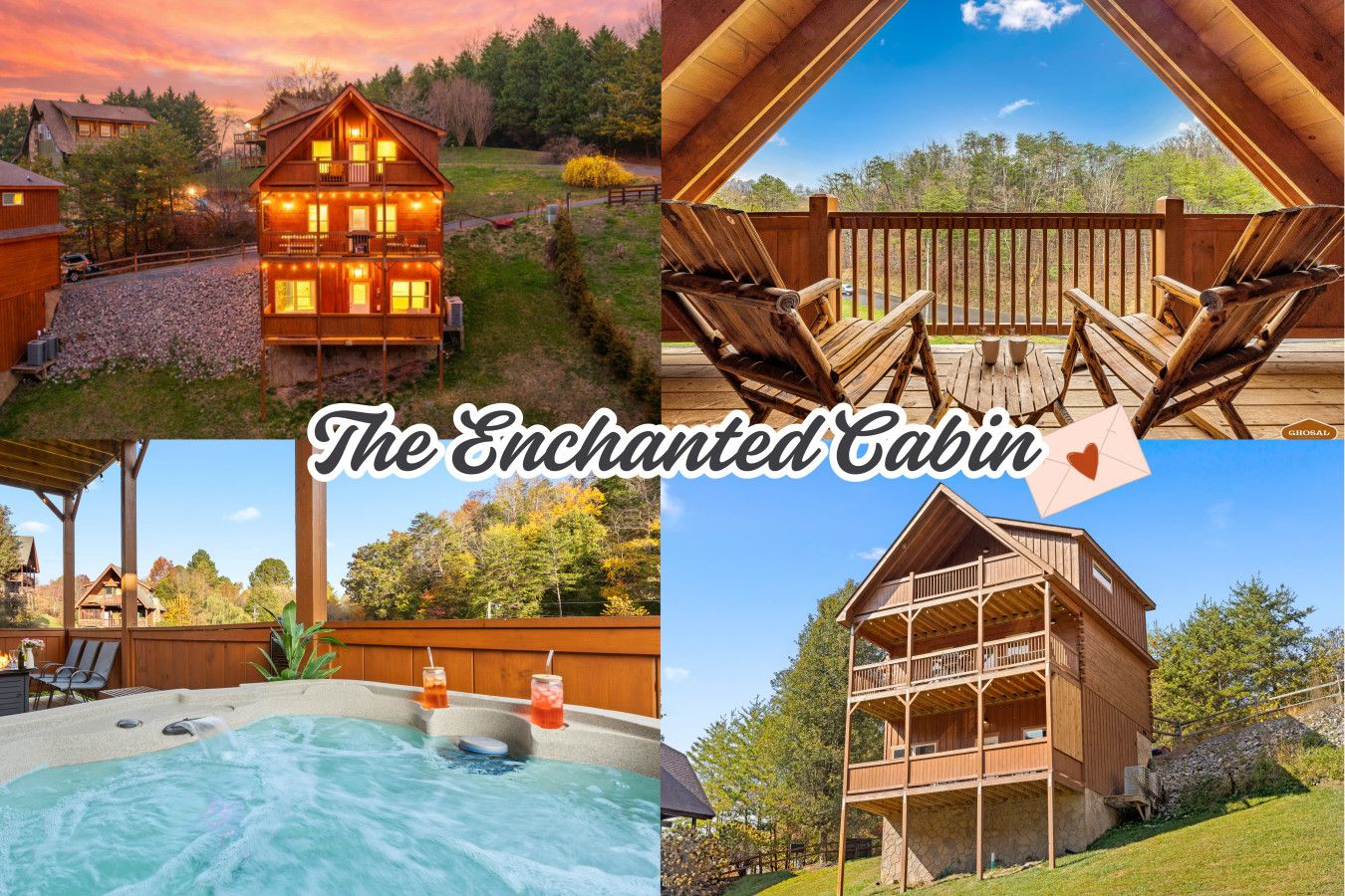 Welcome to The Enchanted Cabin — a warm, romantic retreat nestled in the mountains.