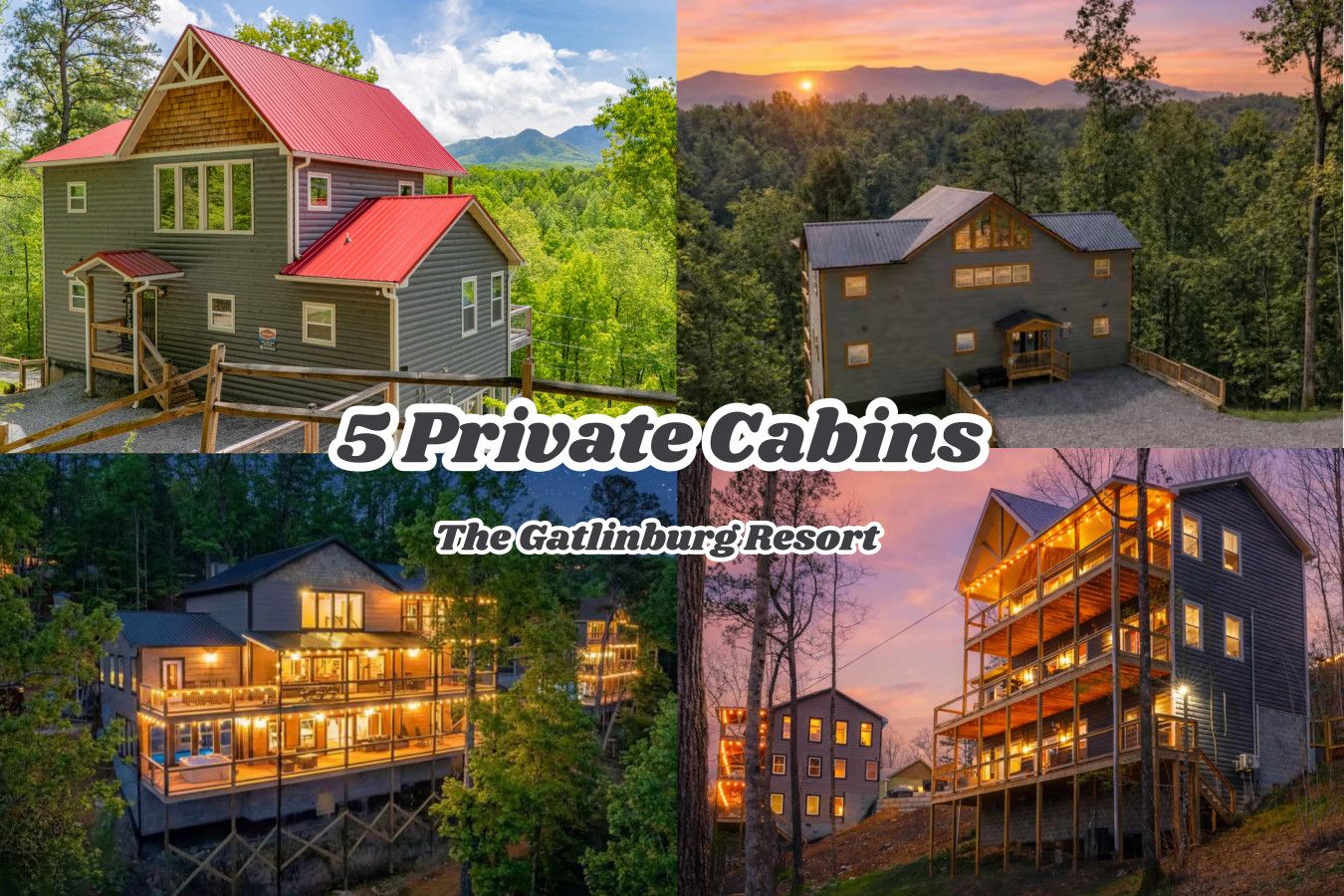 Welcome to The Private Gatlinburg Resort by Ghosal Luxury Lodging, a luxury 5-cabin mountain estate.