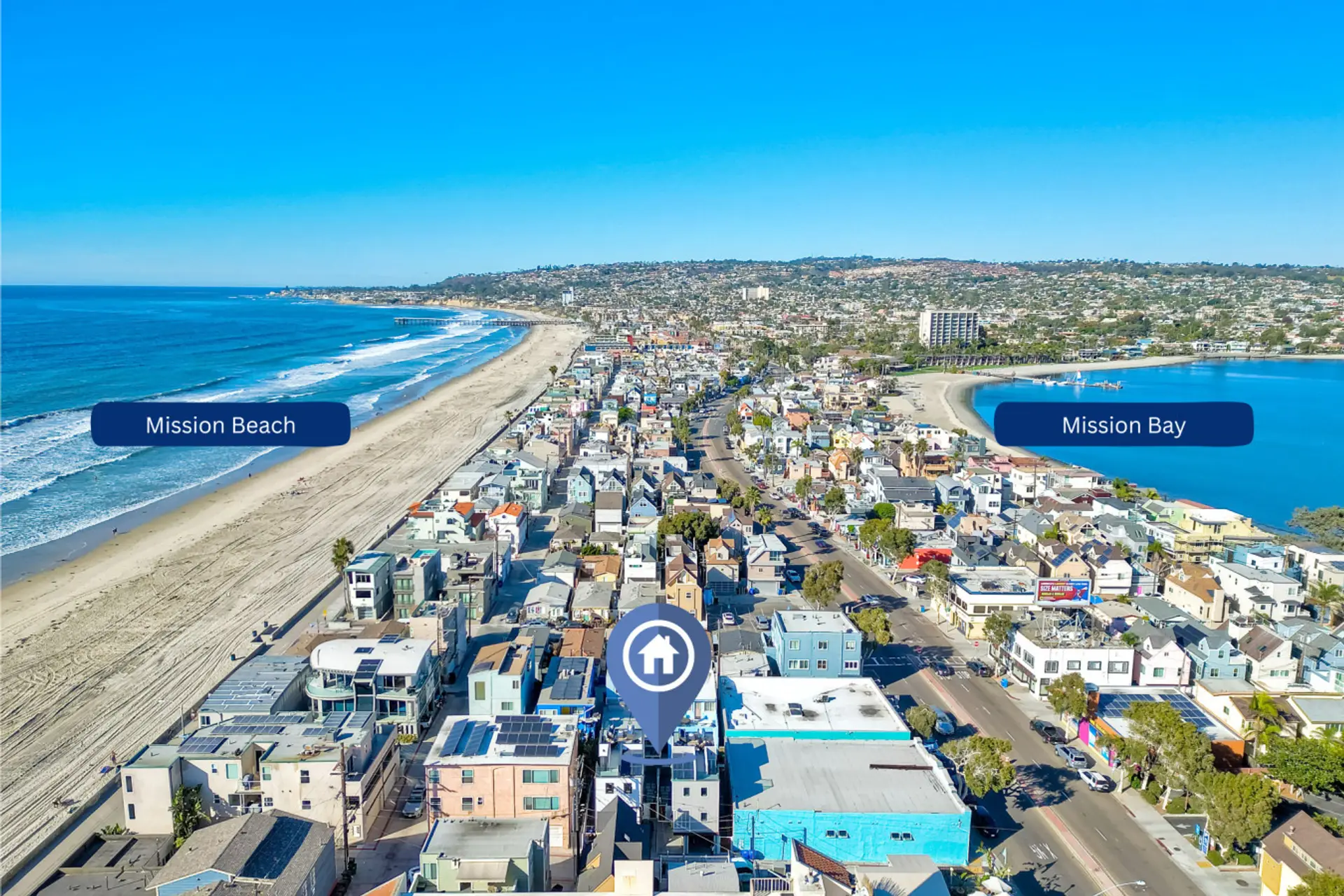 PERFECT MISSION BEACH LOCATION NEAR THE OCEAN AND MISSION BAY Walk to Mission Beach, the boardwalk, and Mission Bay from this centrally located San Diego vacation rental near beaches, waterfront paths, restaurants, cafés, and top coastal attractions.