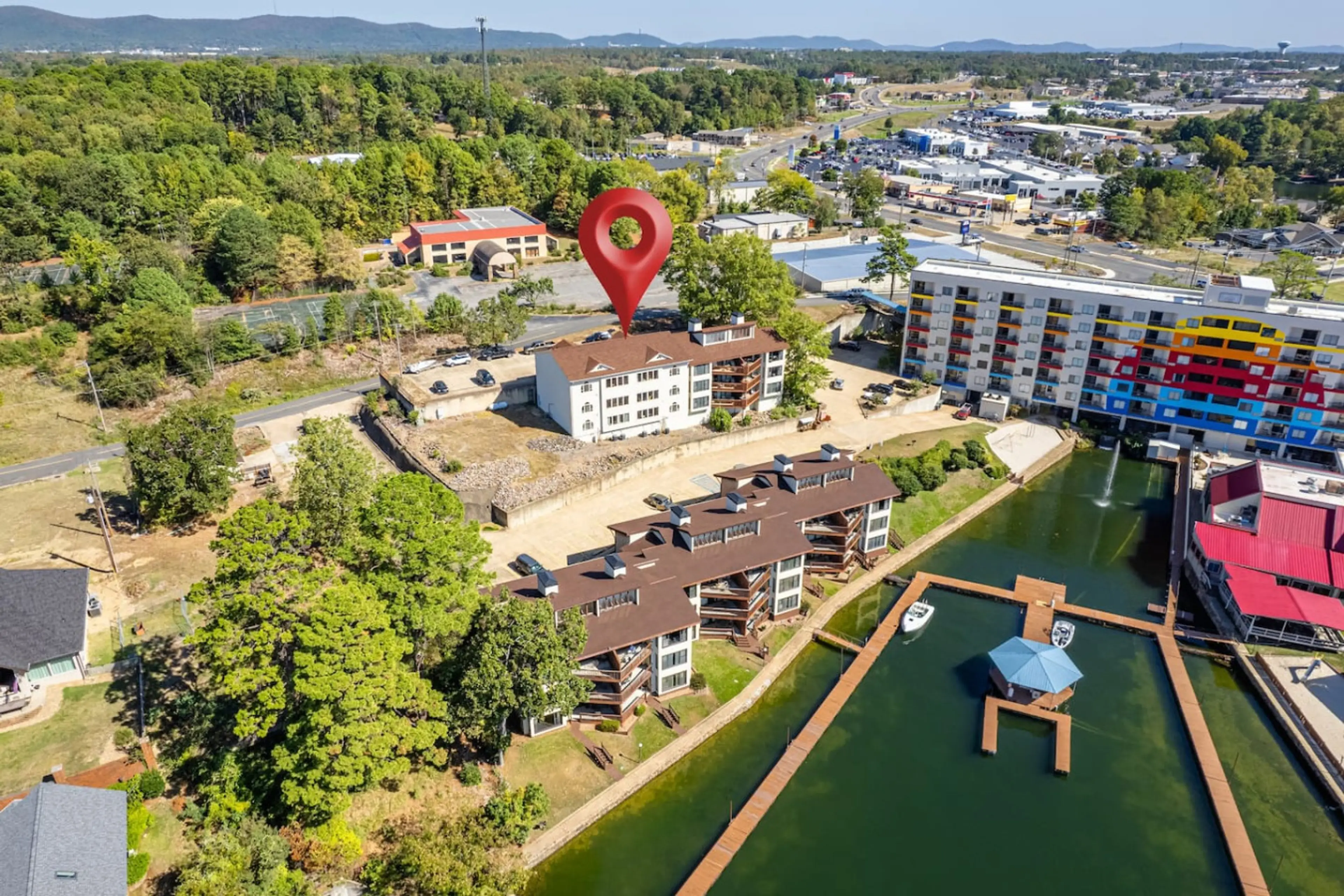 Aerial View showing where the condo is in relation to Sunbay Resort.  Guests have just a short walk to all of Sunbay Resort Amenities!