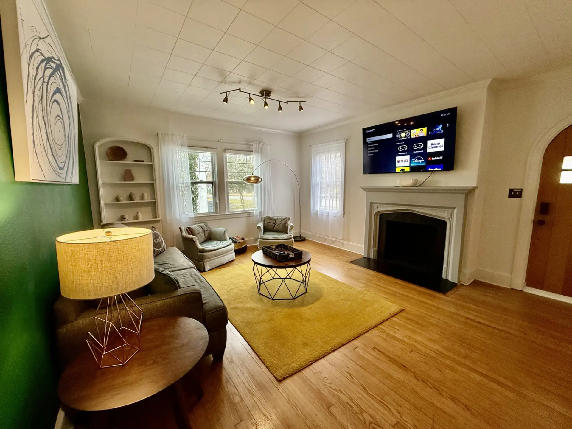Cozy living room with smart TV.