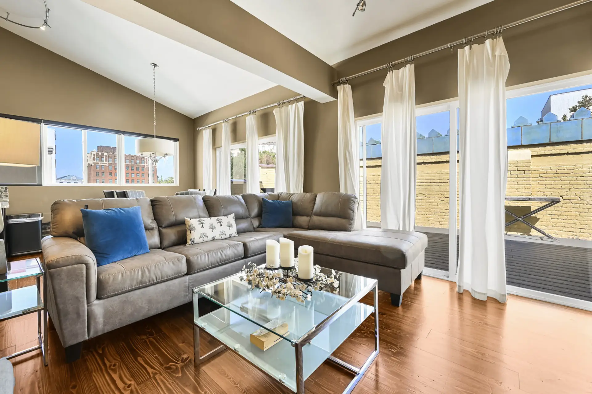Open Concept Living Room with Large Terrace