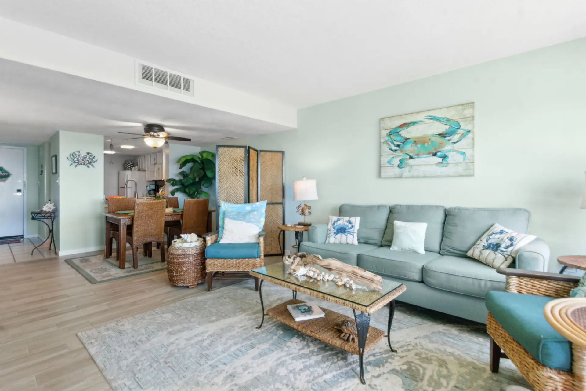Living dining area open flooro plan