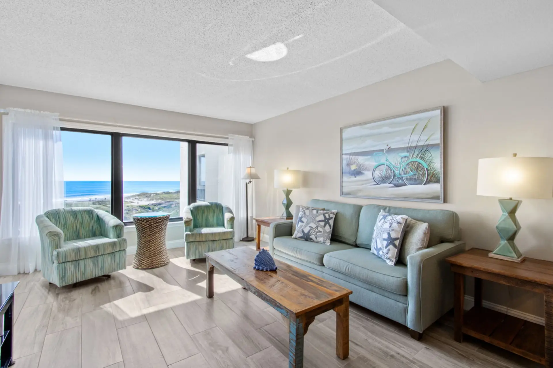 Living room with sliding glass door to balcony