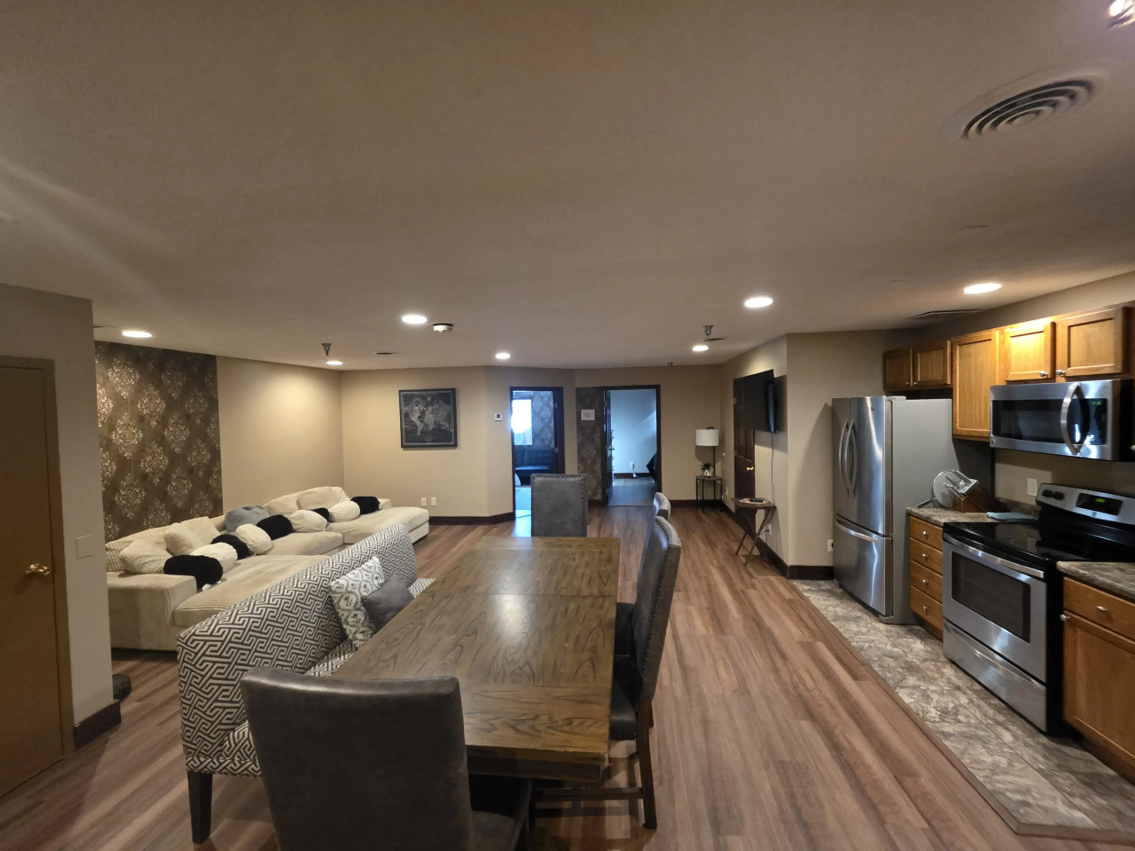 Spacious dining and living area