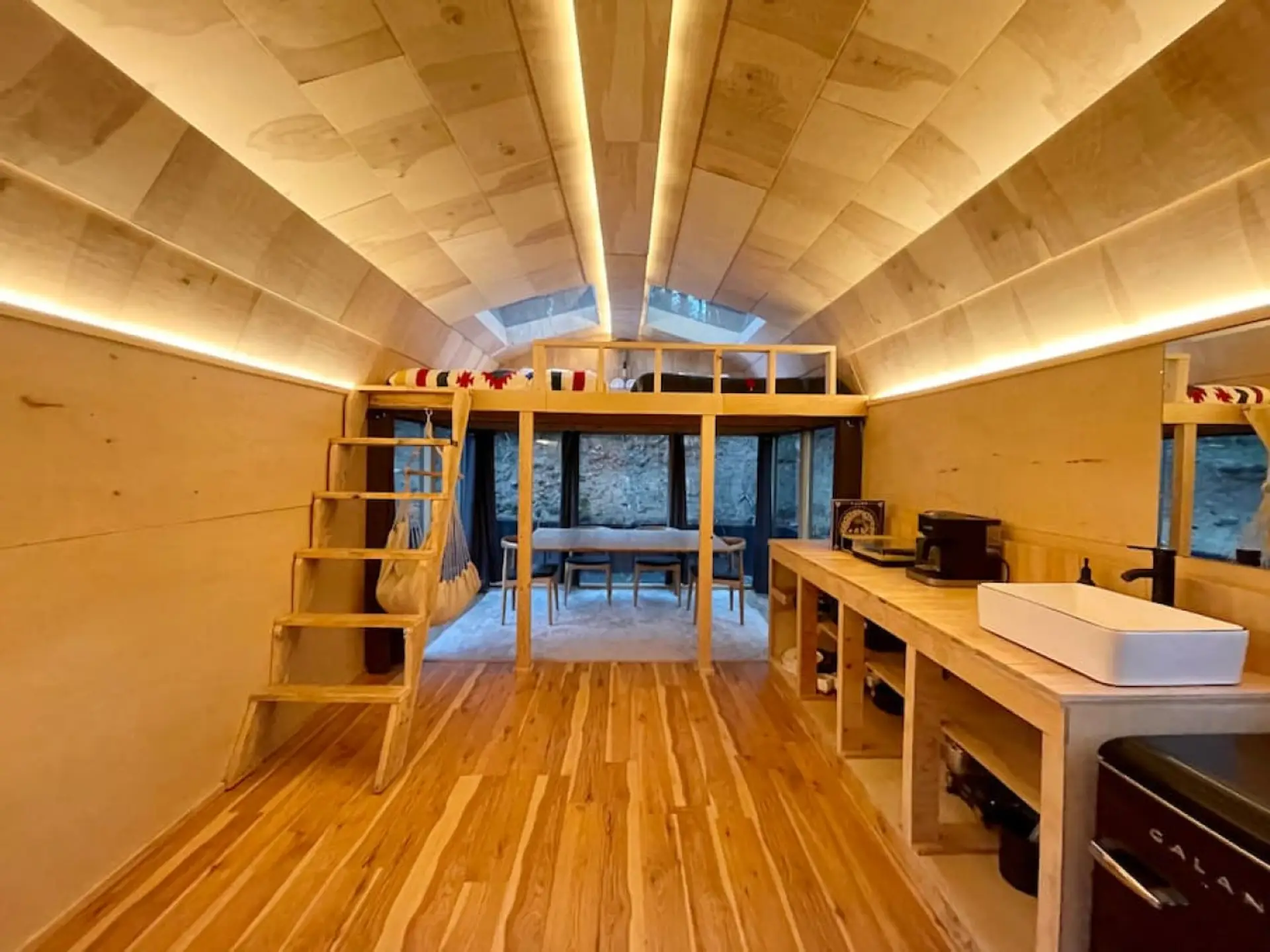 Interior wood and lights
