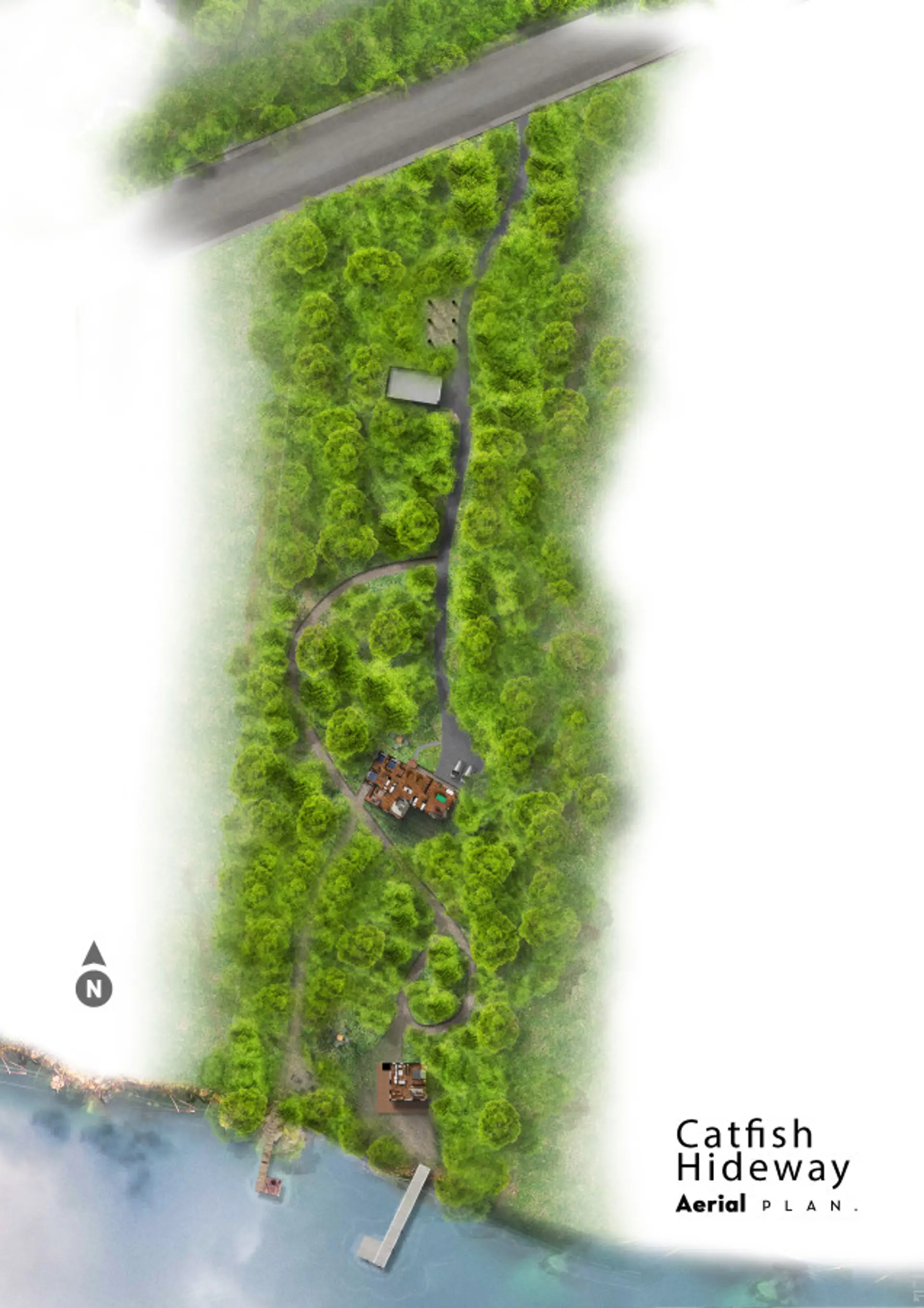 3.8 acres with 200 ft of lake frontage, 2 docks a house (lodge) a cabin and 2 fire pits all on one property!