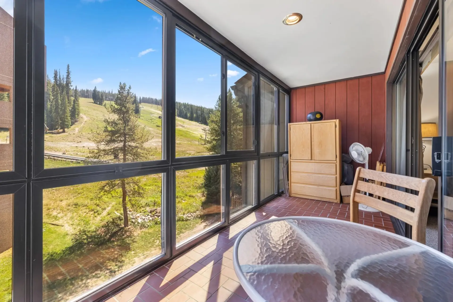 Close in porch with view of Main Vein ski run