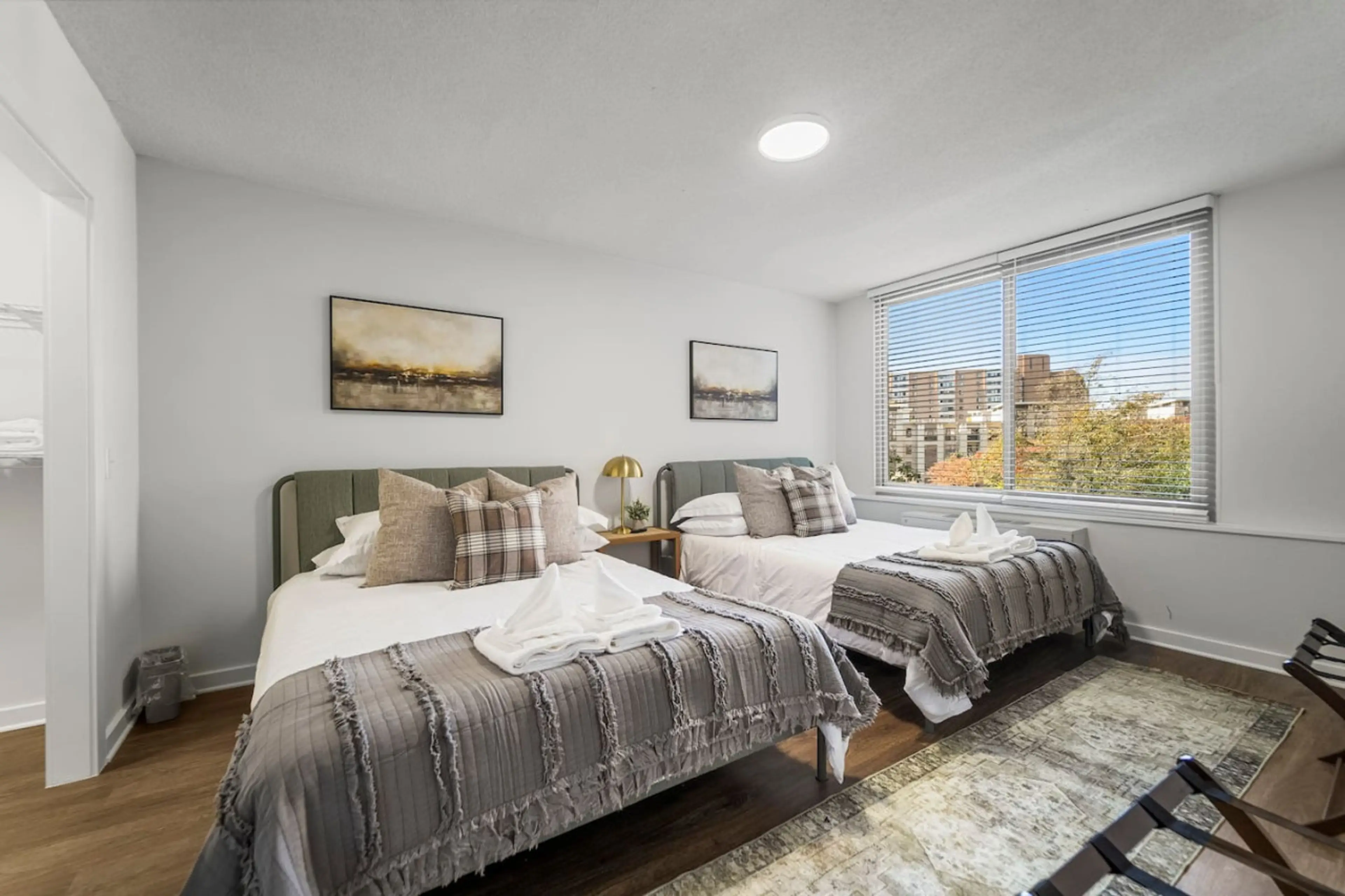 You’ll sleep soundly in one of these two plush queen beds, perfect for a restful night after a day of exploring or working in the city.