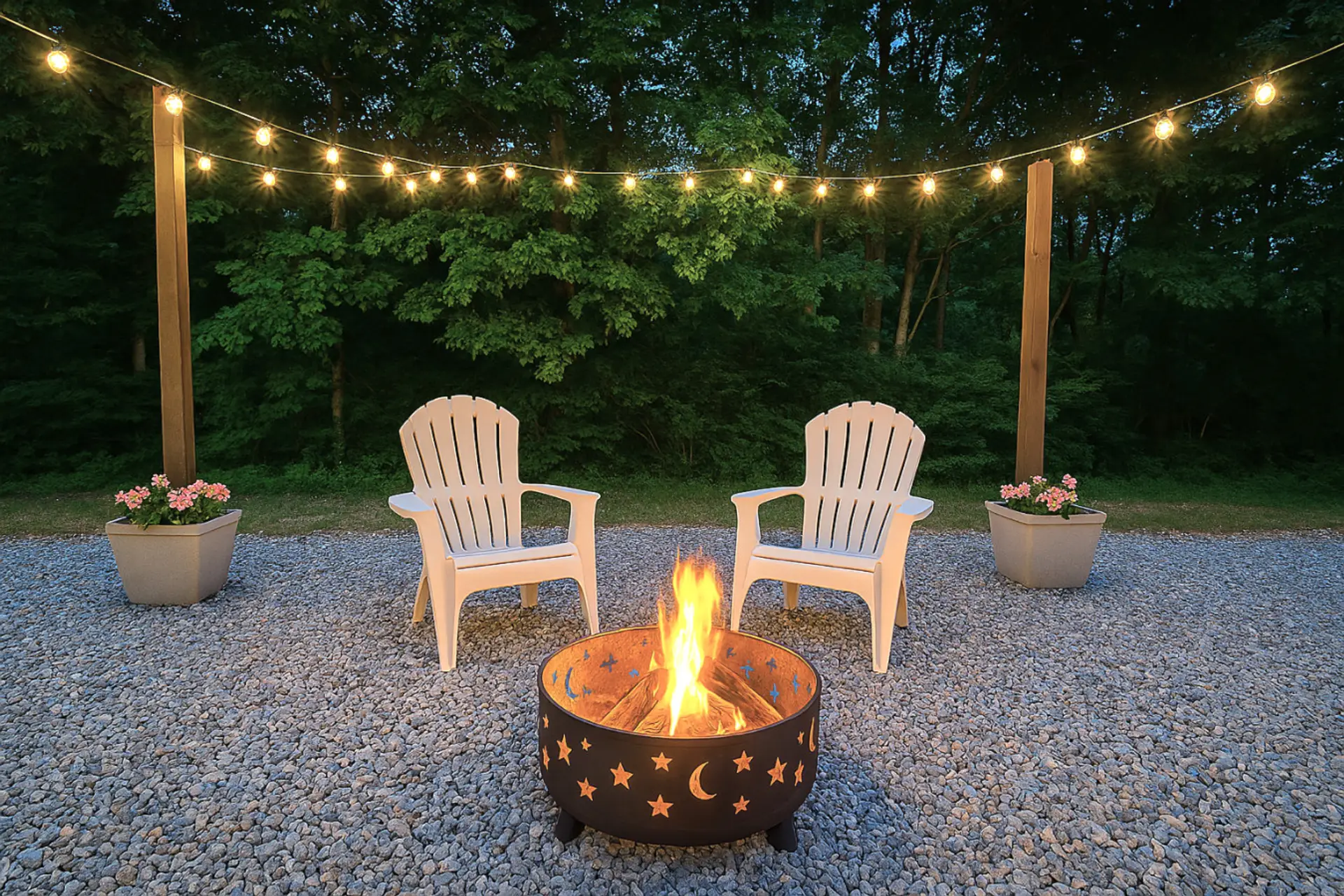 Fire Pit Retreat: Gather 'round and share stories under starry skies with this enchanting outdoor space!