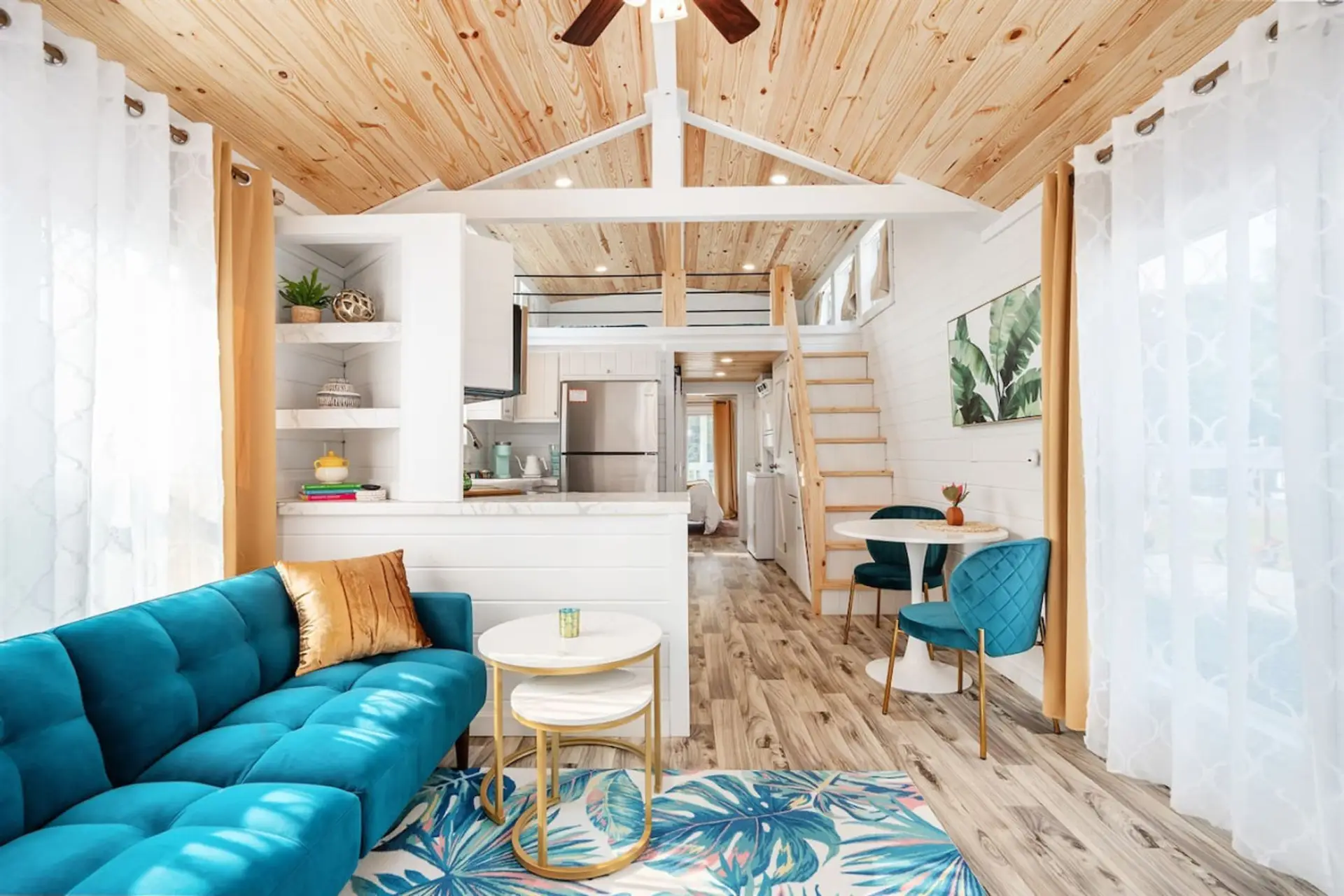 Bright colors, cozy textures, and a playful retro vibe that guests love.