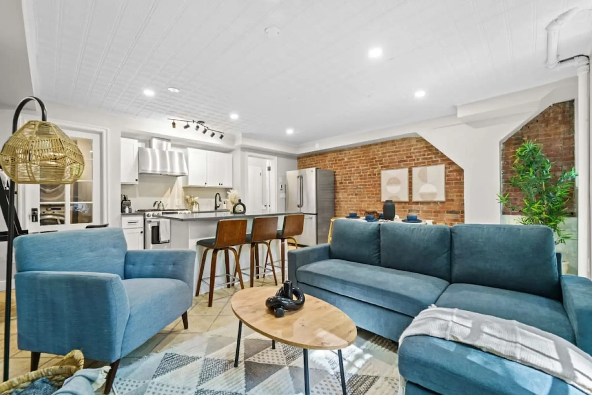 Relish the sectional sofa in this spacious and well-ventilated living space.
