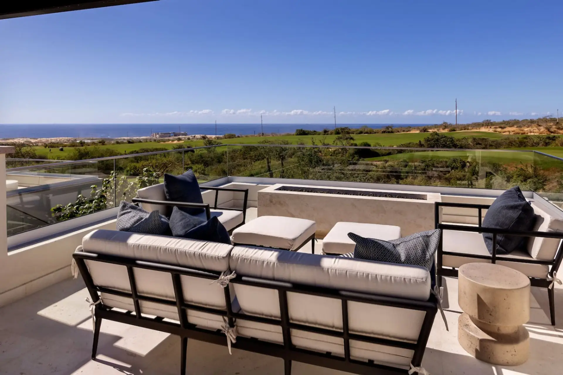 Terrace sofa with ocean and golf view