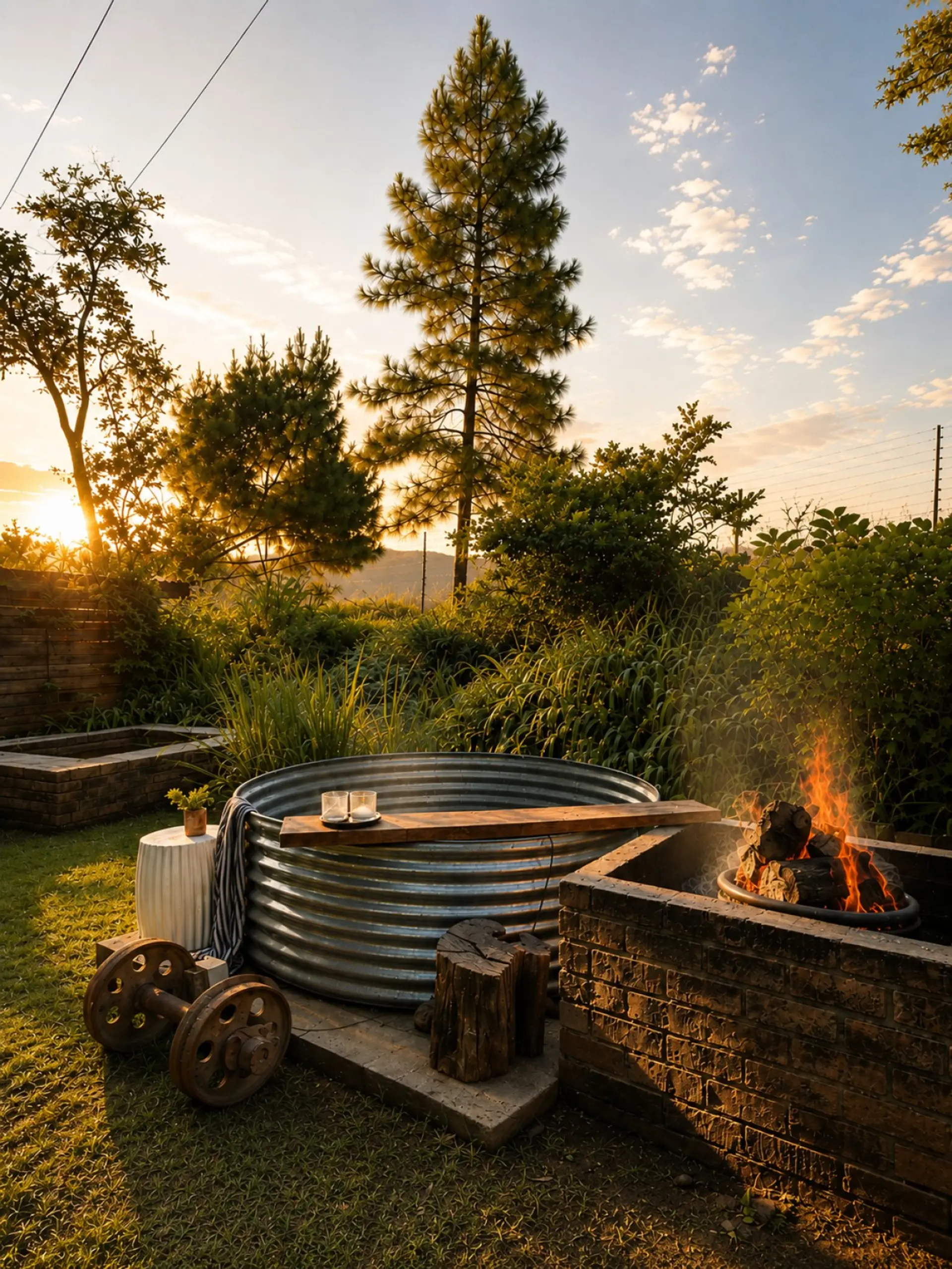 Authentic wood-burning Hot Tub