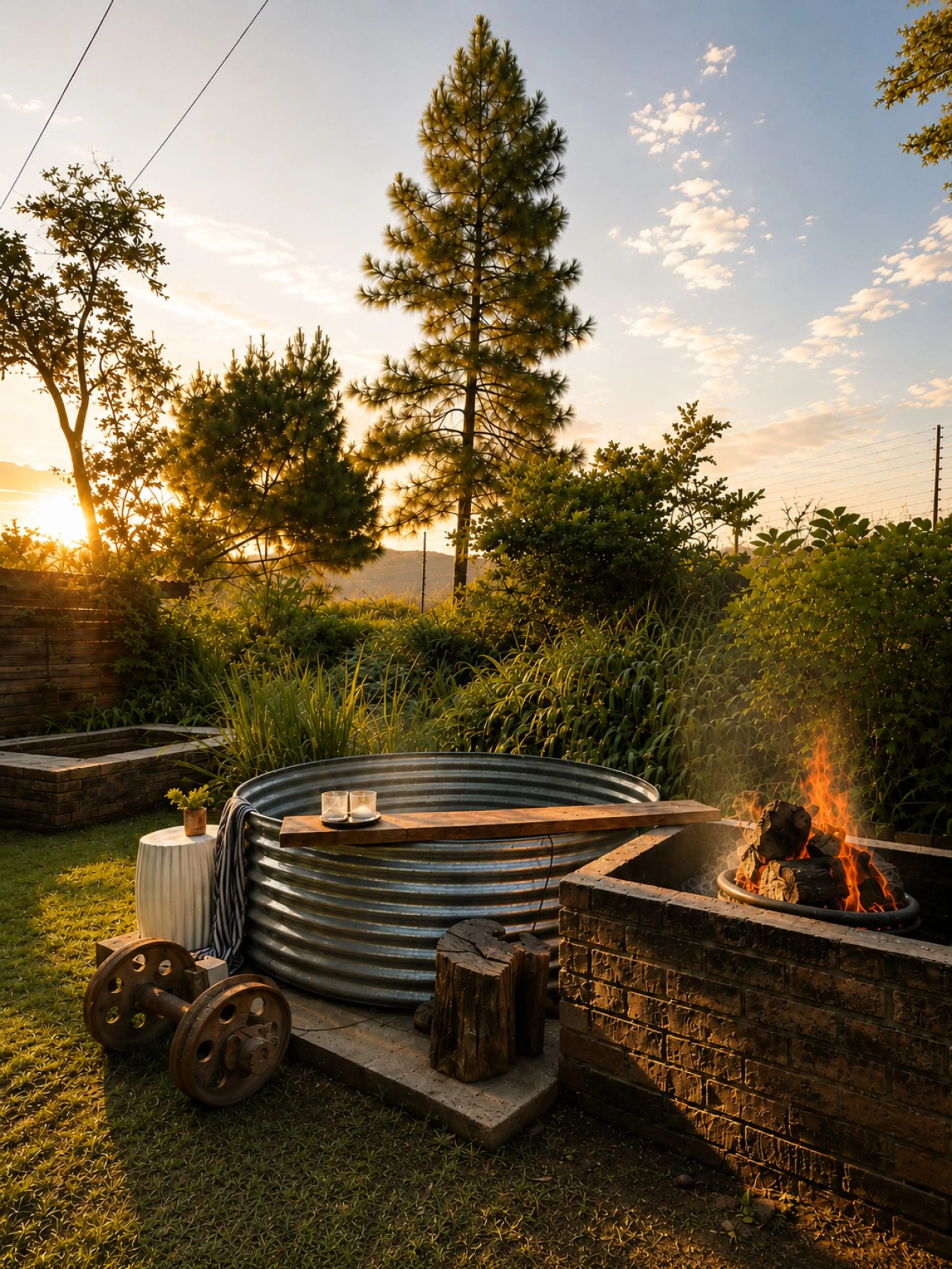 Authentic wood-burning Hot Tub