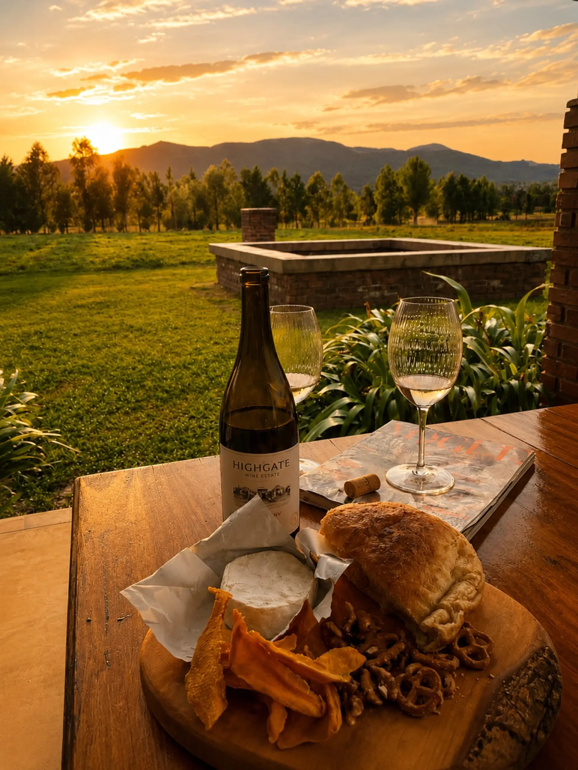 Panoramic views of the Karkloof mountains with fire pit