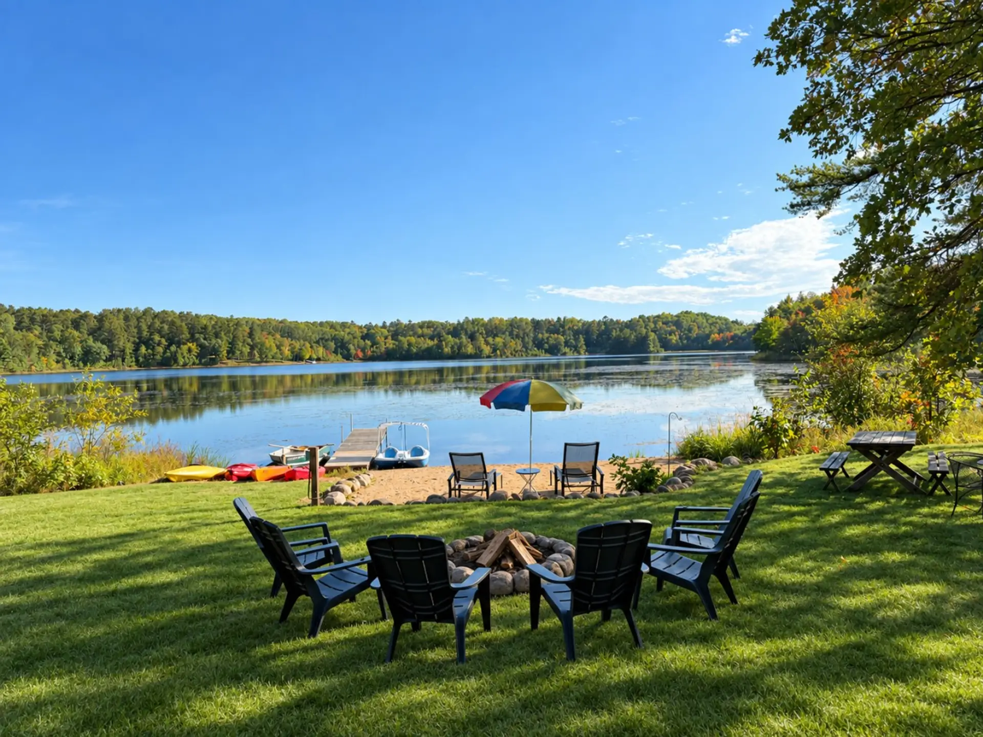 Firepit & Beach on Private Lake