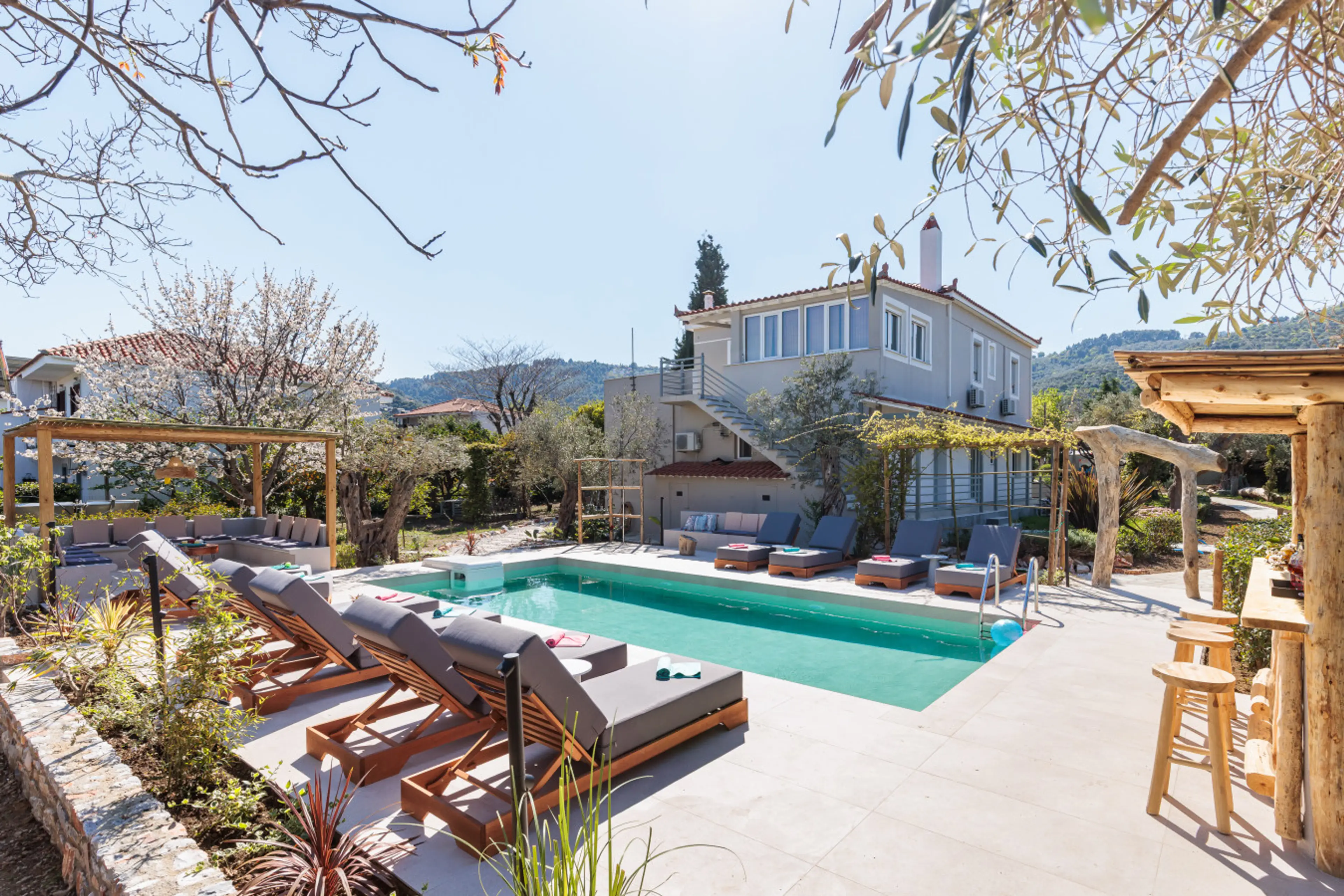 Sunbathing in a garden oasis