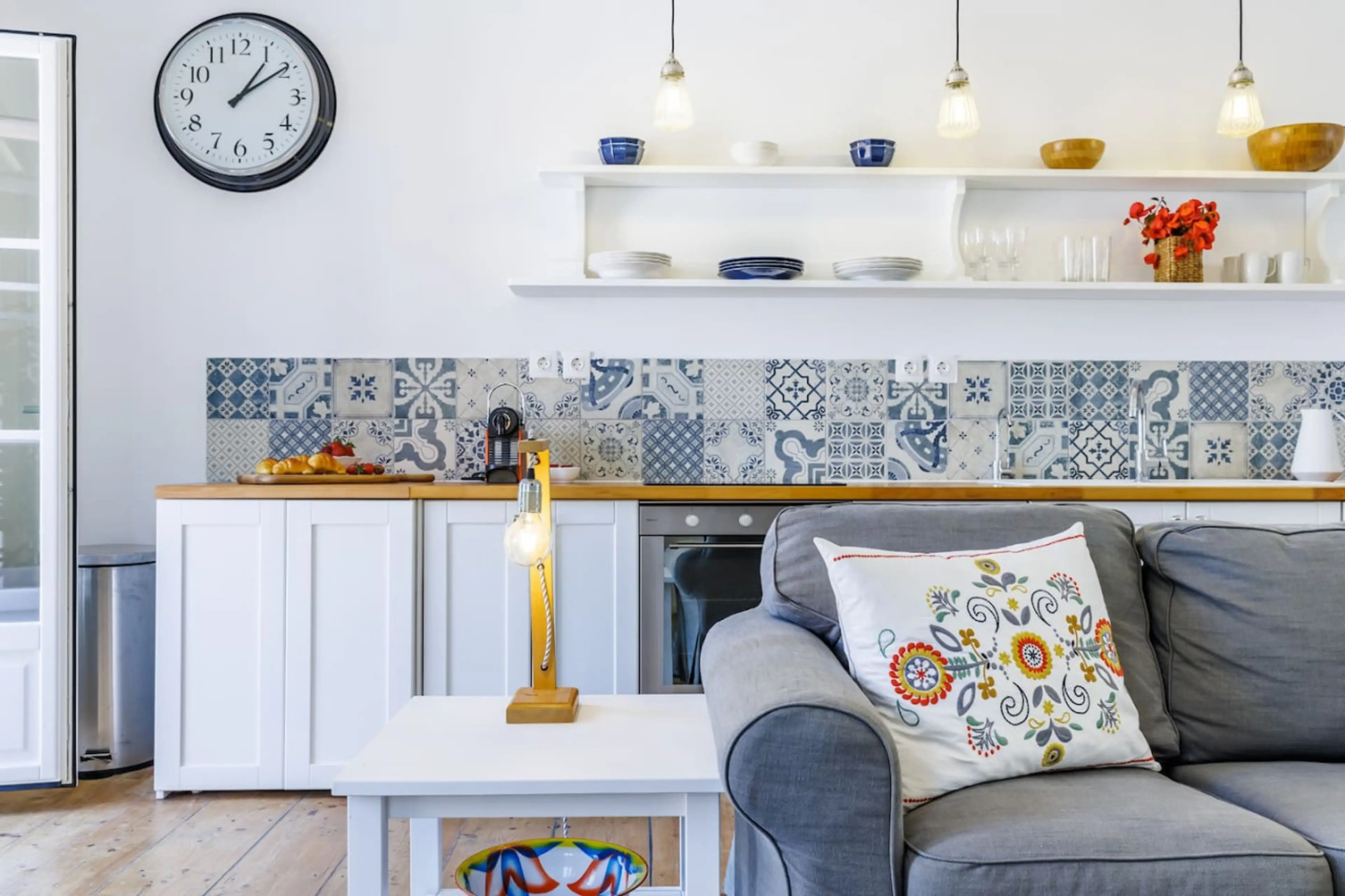 Living room and kitchen