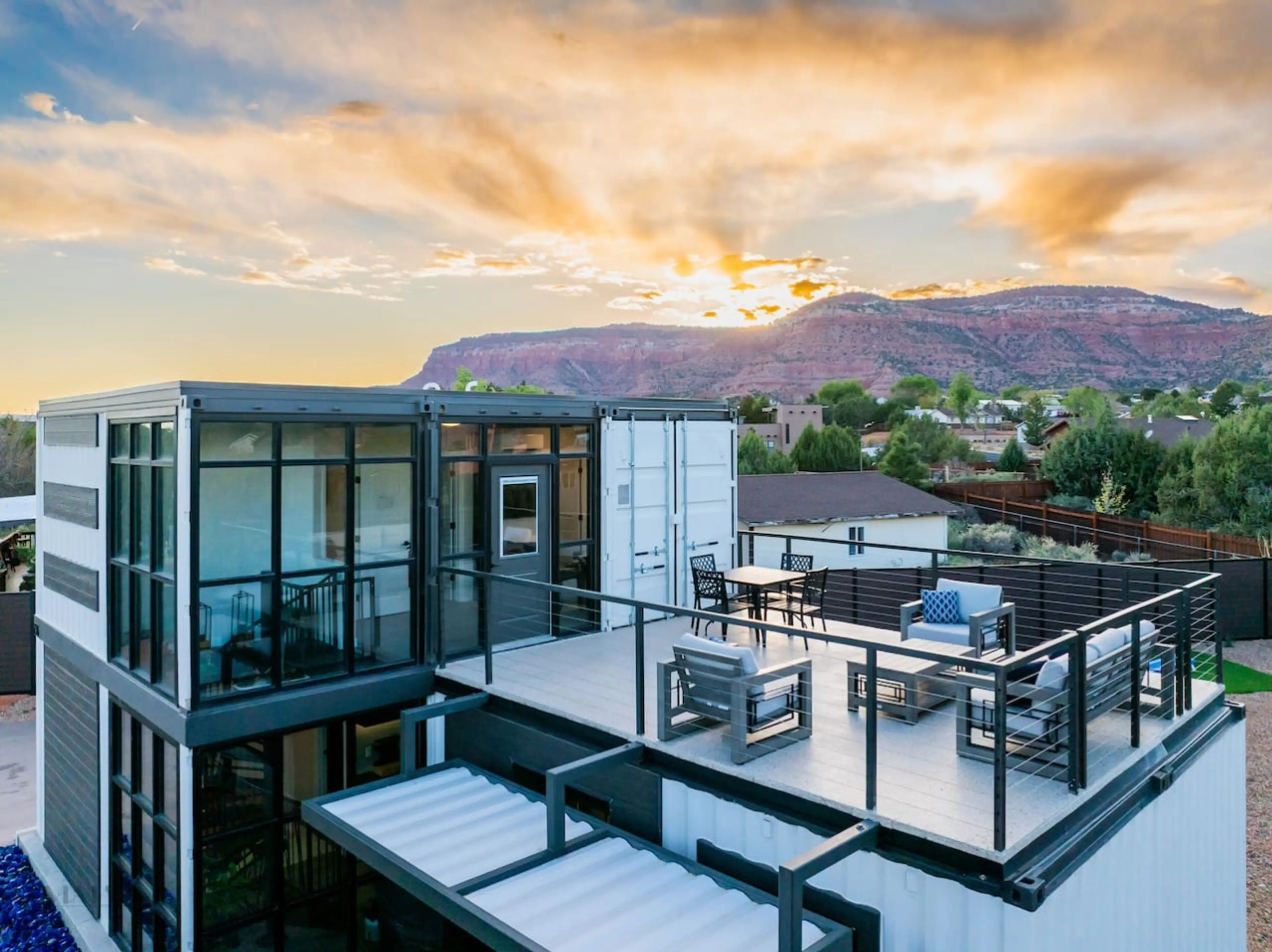 Golden sunset light over the snow covered Wasatch Mountains.