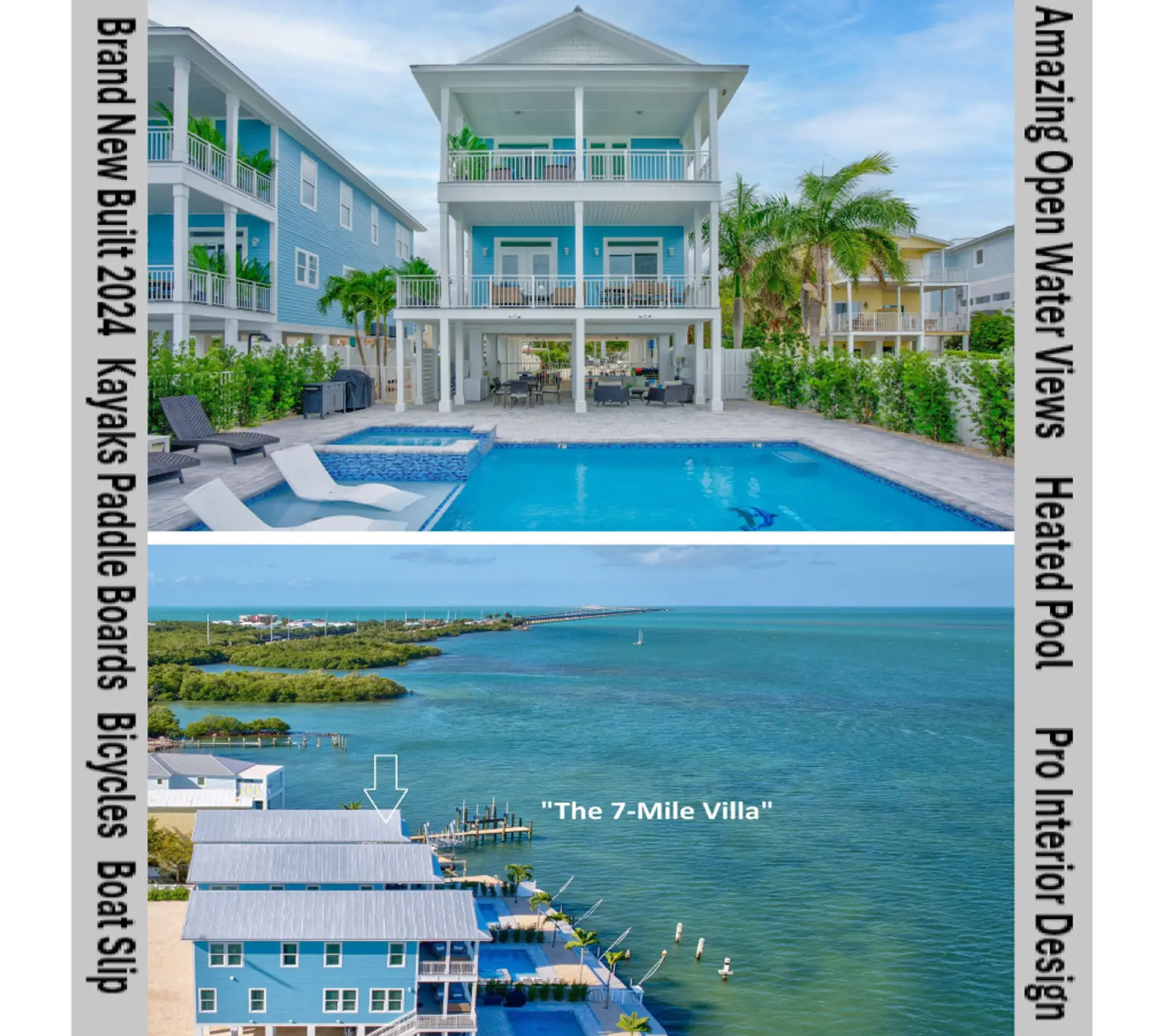 Brand New 5BR Oceanfront Villa w/ Heated & Chilled Pool, Boat Slip, & Kayaks