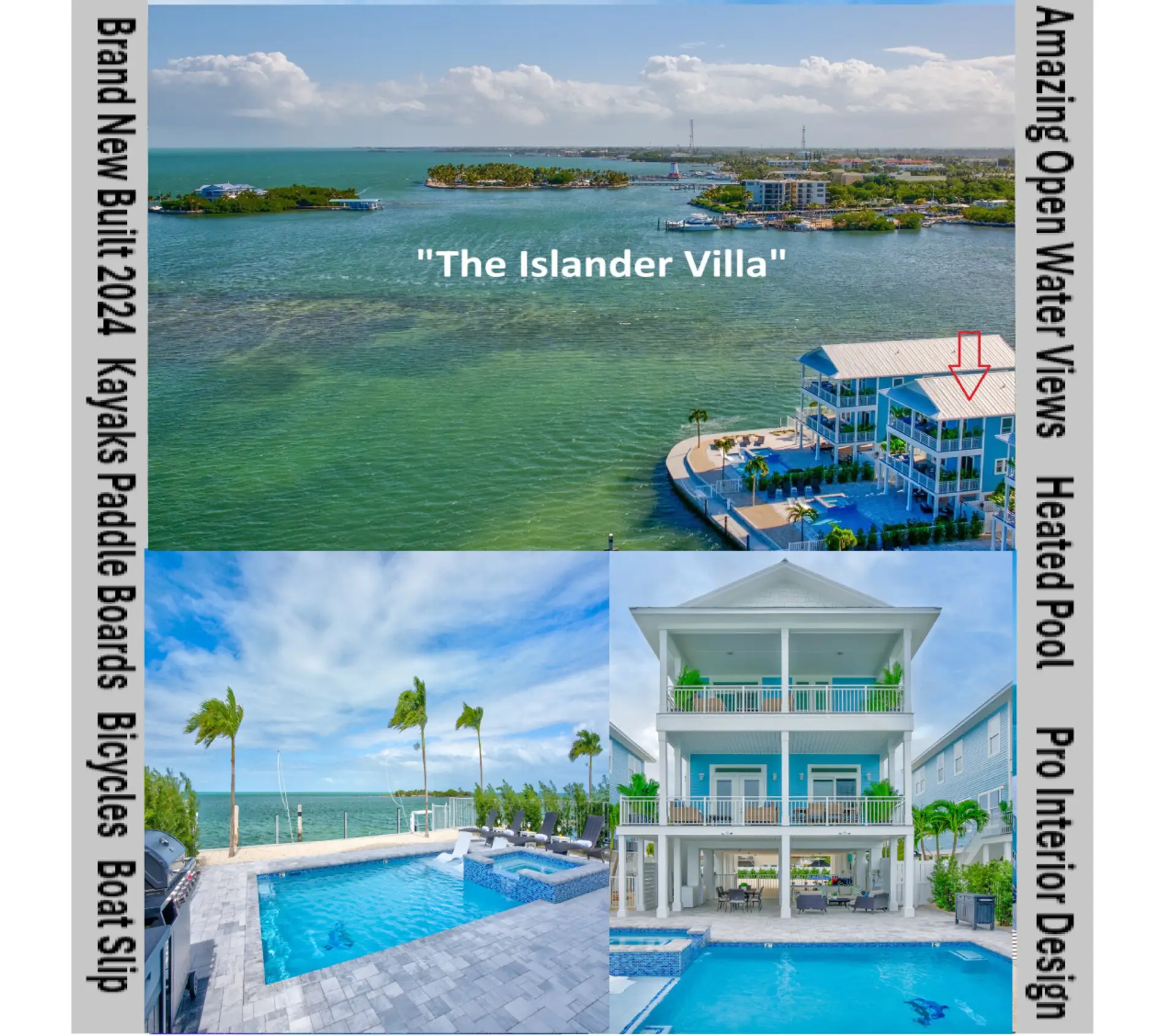 Brand New 5BR Oceanfront Villa w/ Heated Pool, Boat Slip, & Kayaks