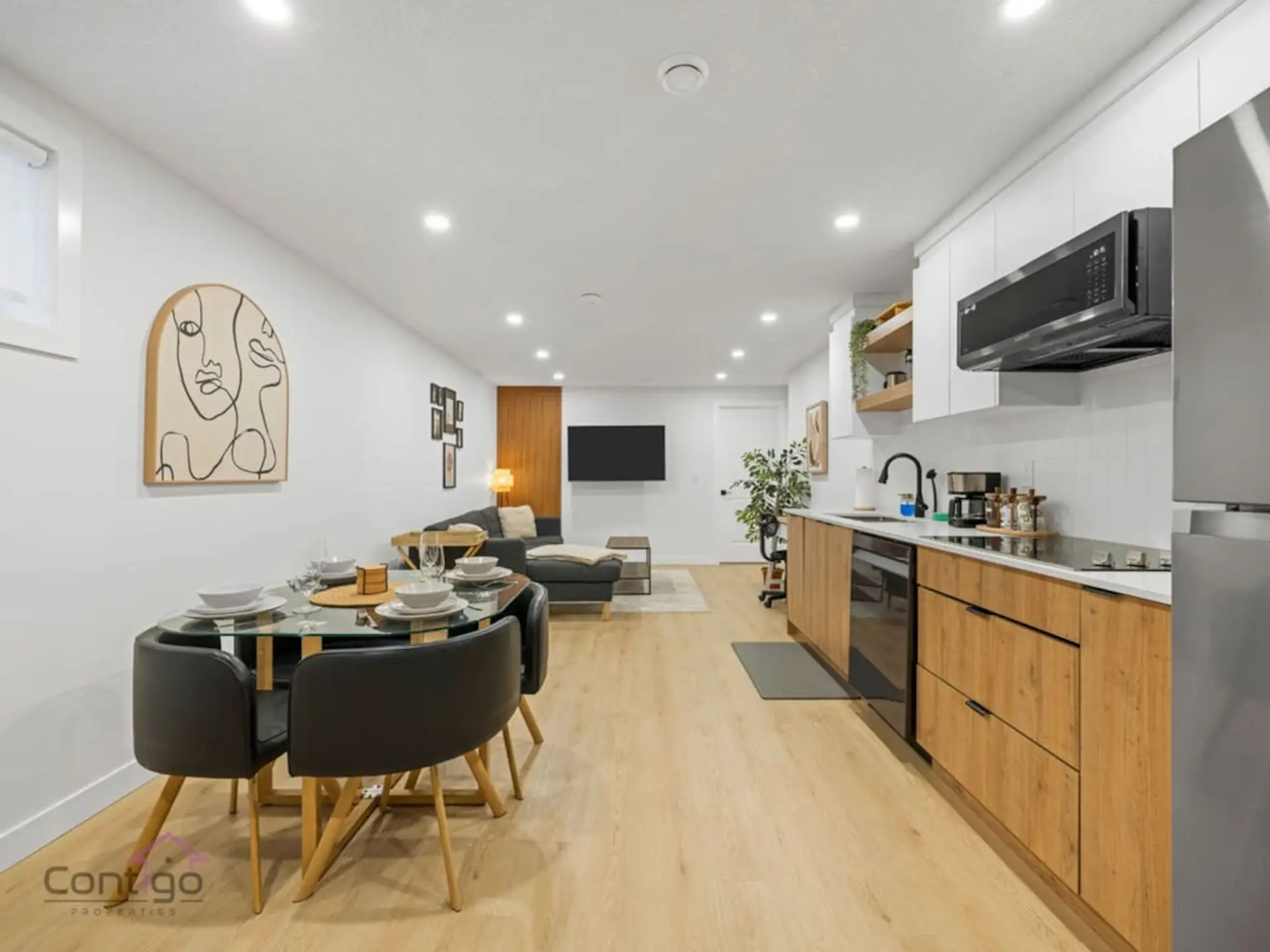 All the comforts of home, including a full kitchen.