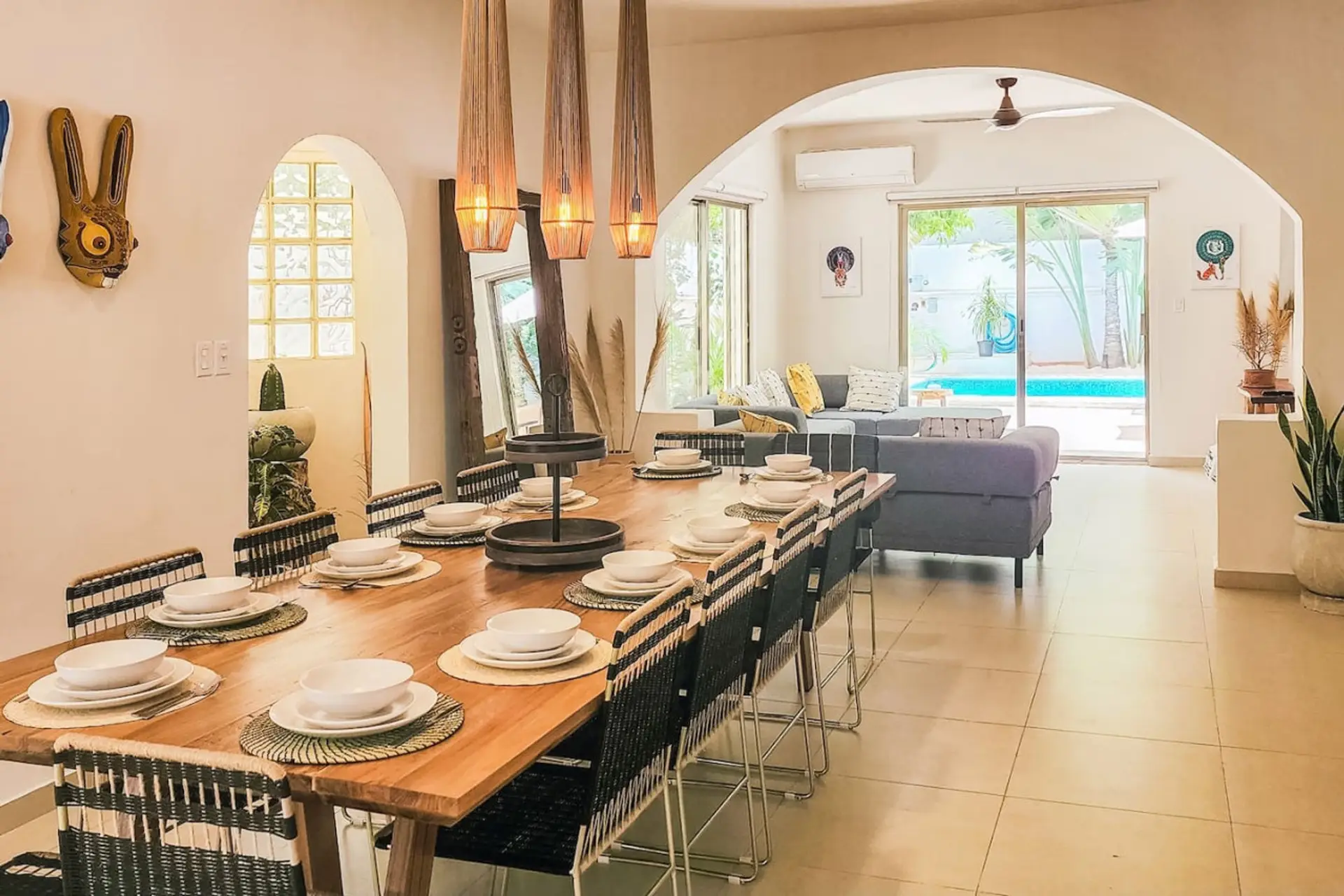 Dining room looking towards the living room / pool area