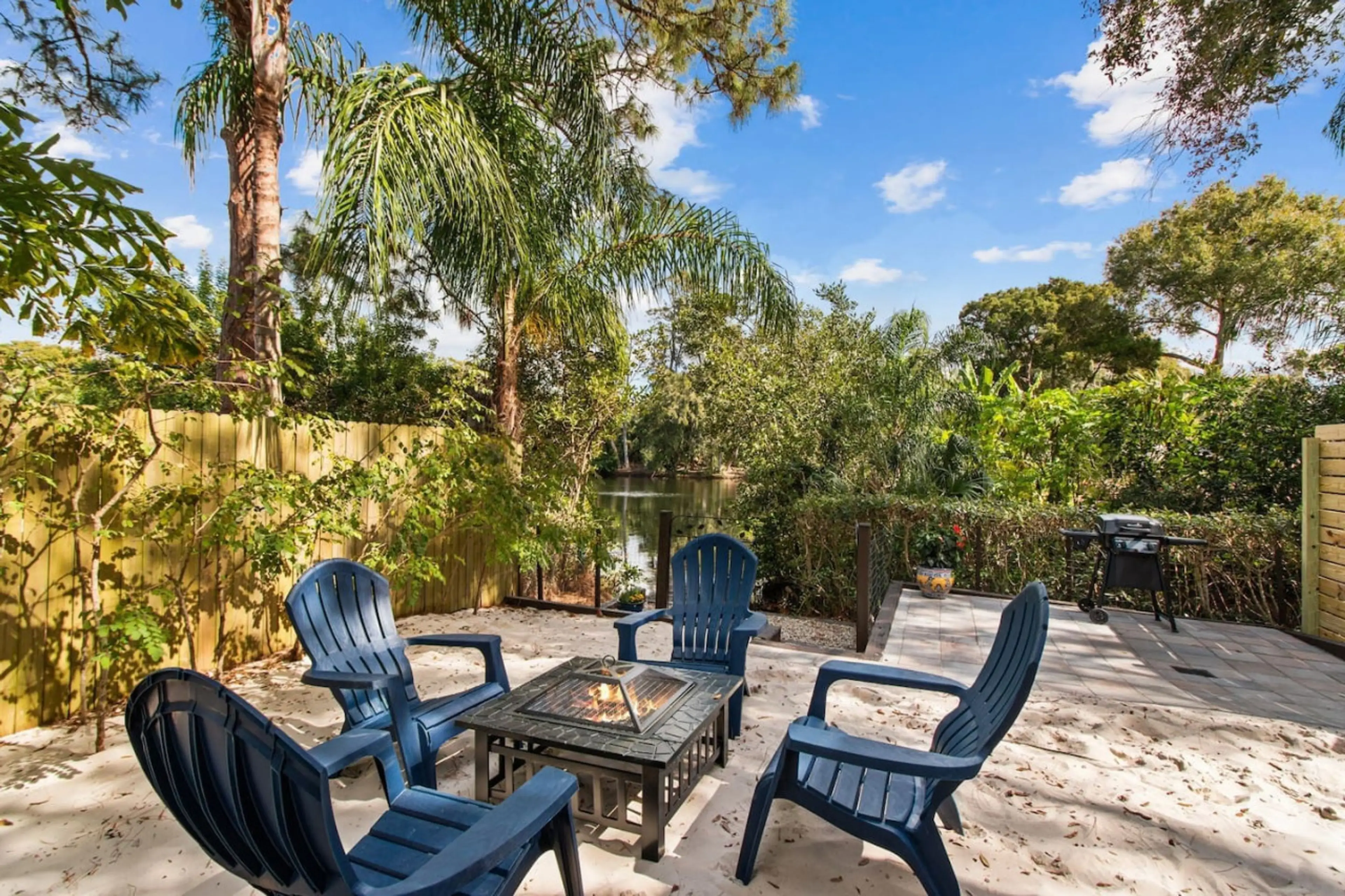 Backyard | Enjoy your evenings overlooking the pond, by a fire