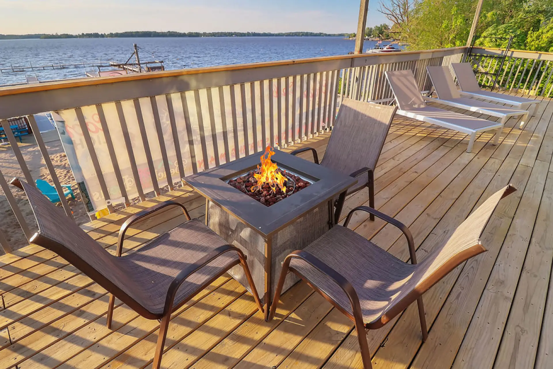 Enjoy a firepit on and above the lake