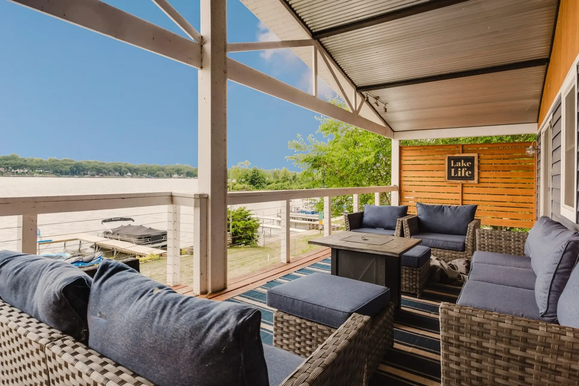 Covered upper balcony views of the lake