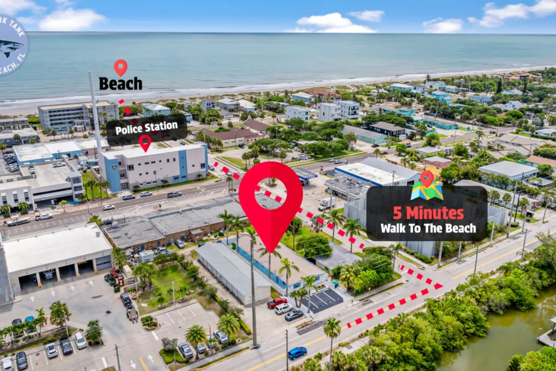 Cocoa Beach Convenience—5 minutes to the sand, 2 to downtown, in a safe, central location near the police station.