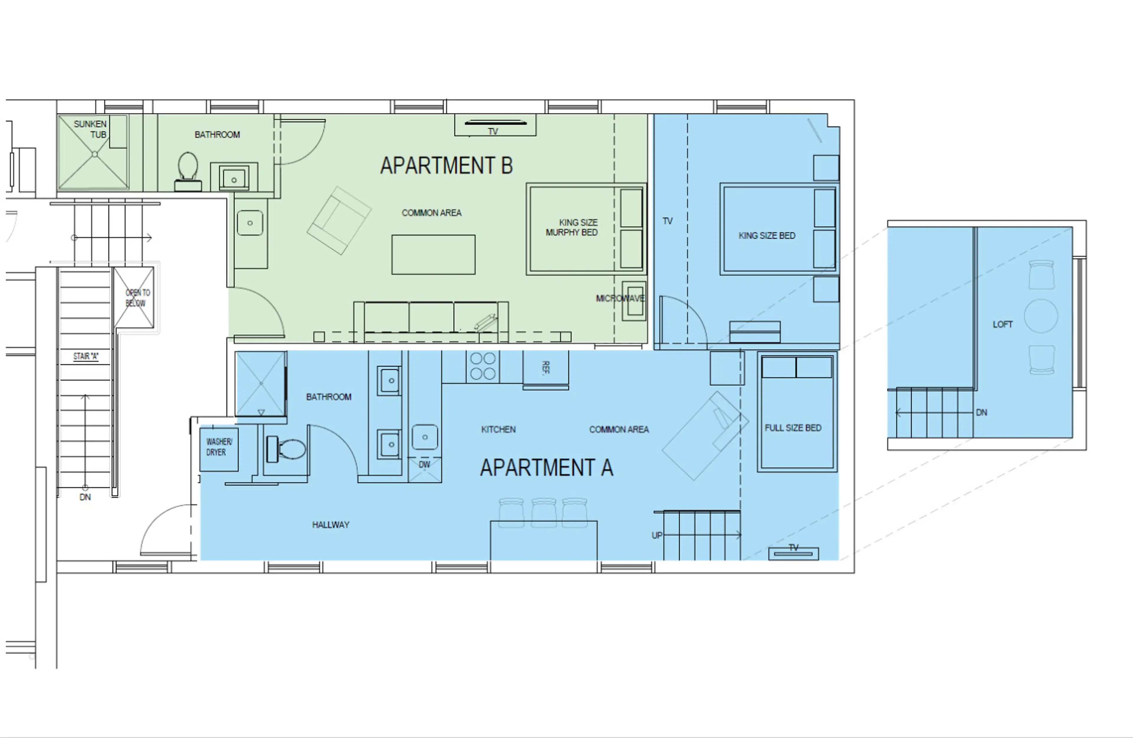 Floor Plans showing apt A and B