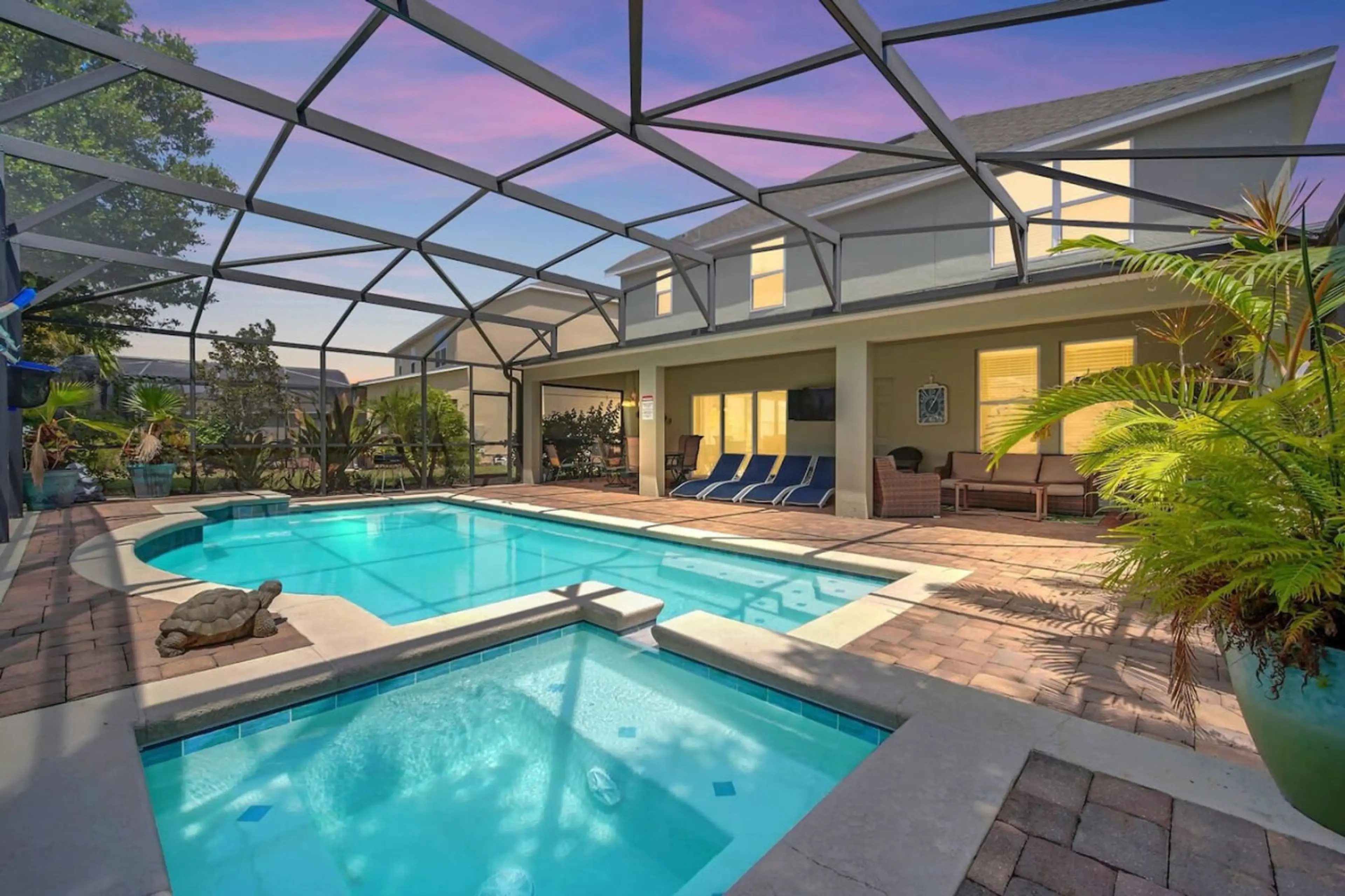 Florida sunset at the pool.