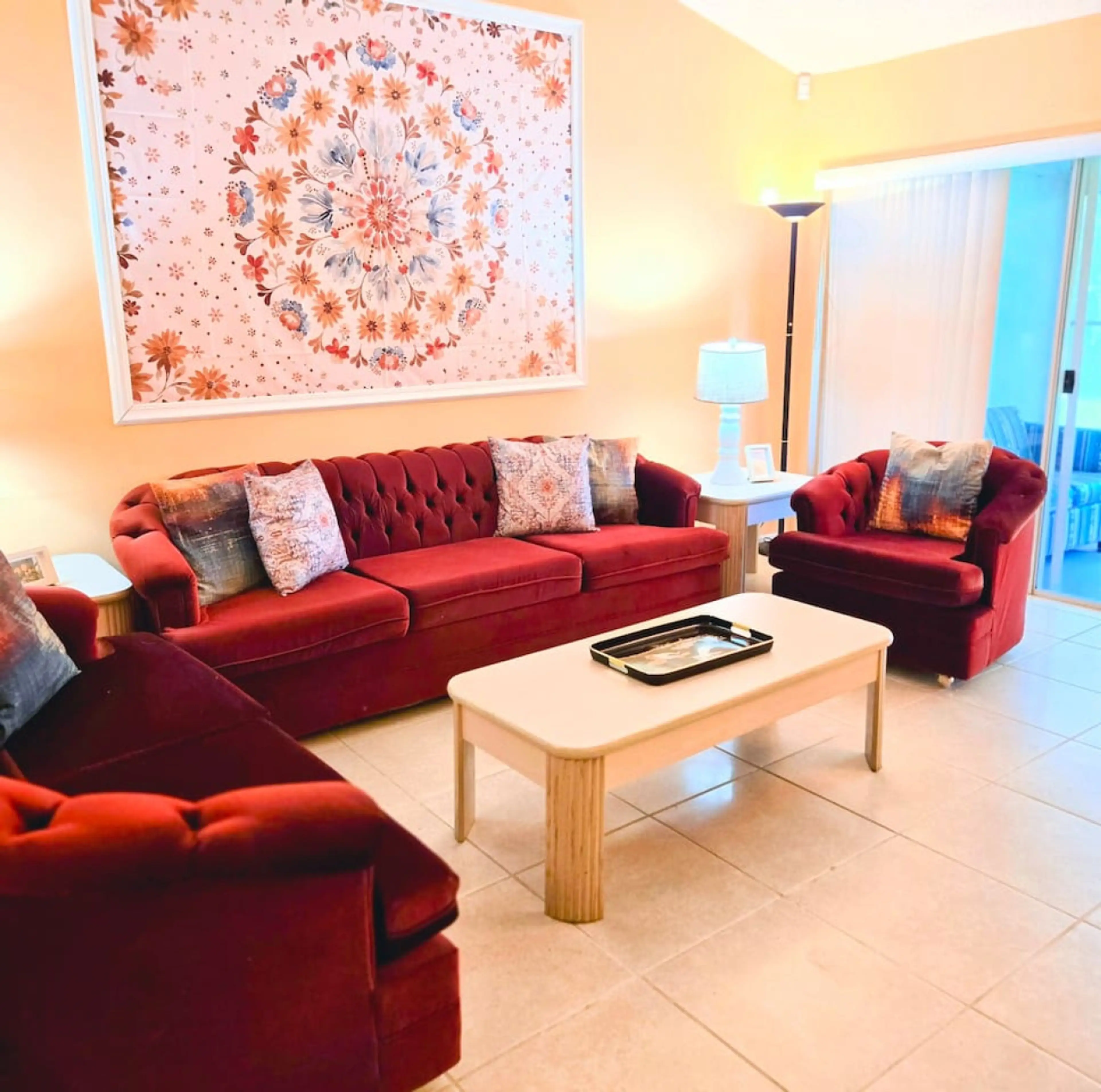 Sofa in our Kissimmee Home by Orlando Airport (MCO)