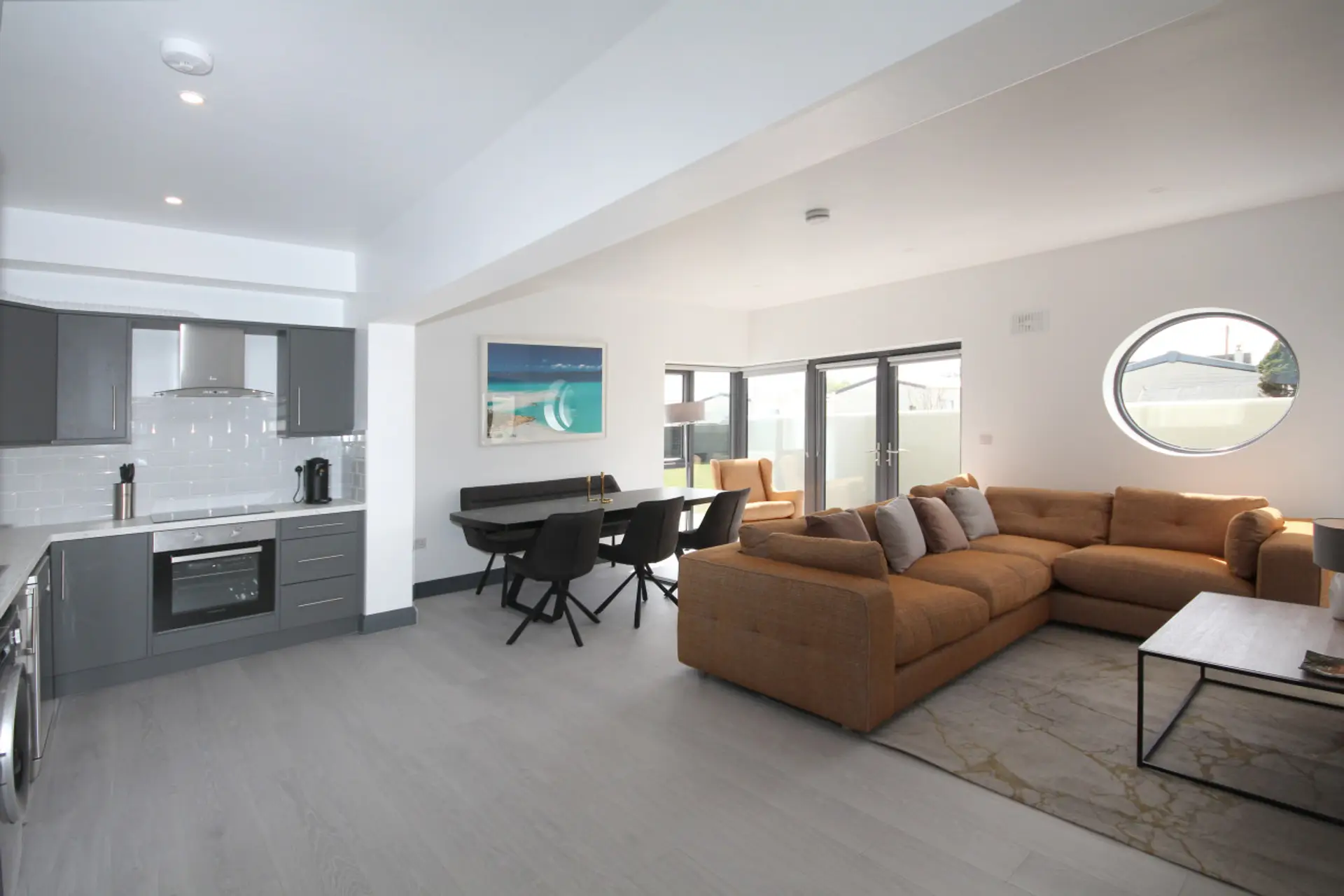 Living Room, Dining Area & Kitchen