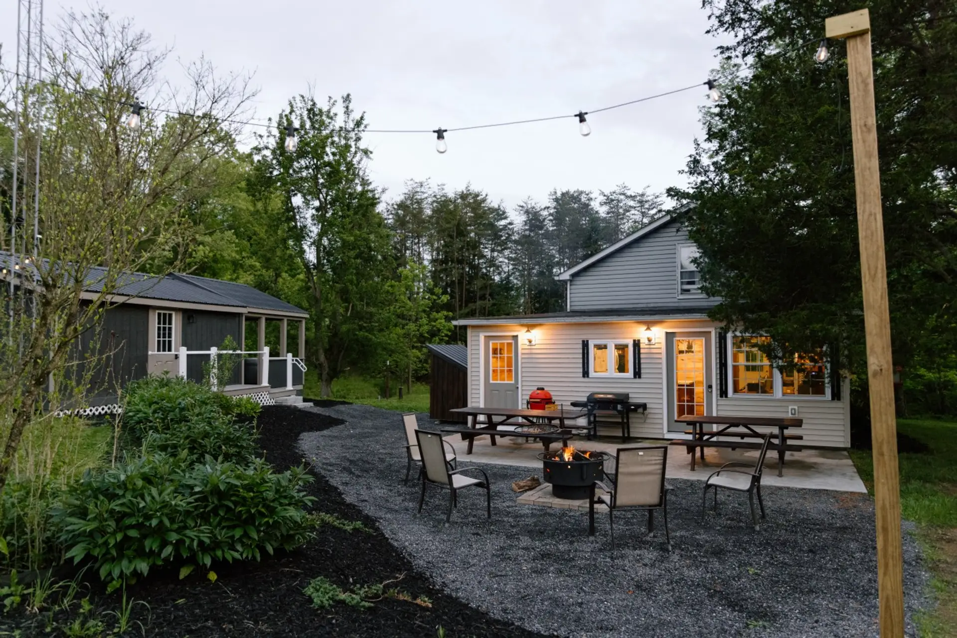 Back Yard Fire-Pit Area at dusk
