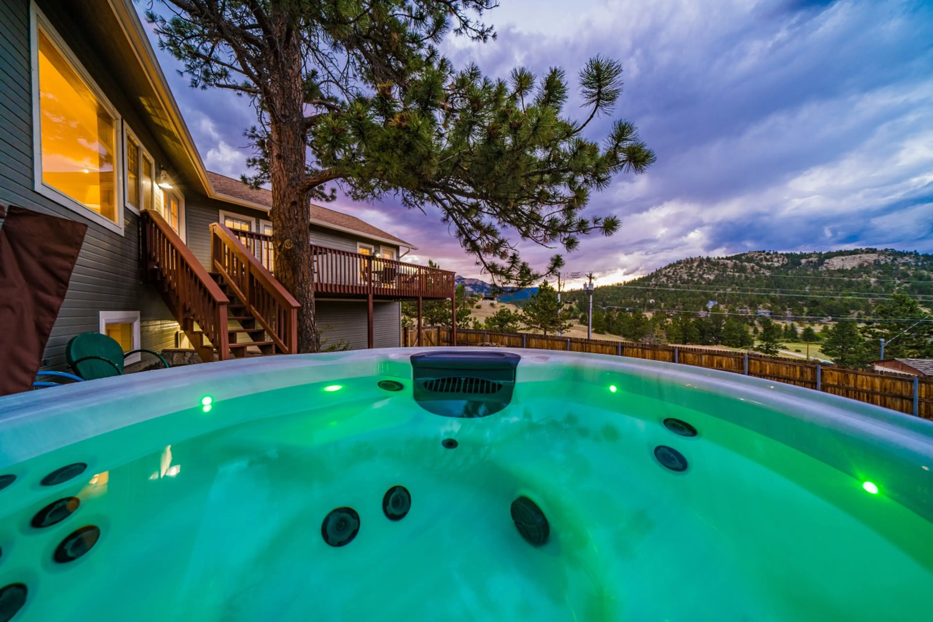 Private hot tub with mountain views and frequent elk sightings. A guest favorite for relaxing after hiking Rocky Mountain National Park.